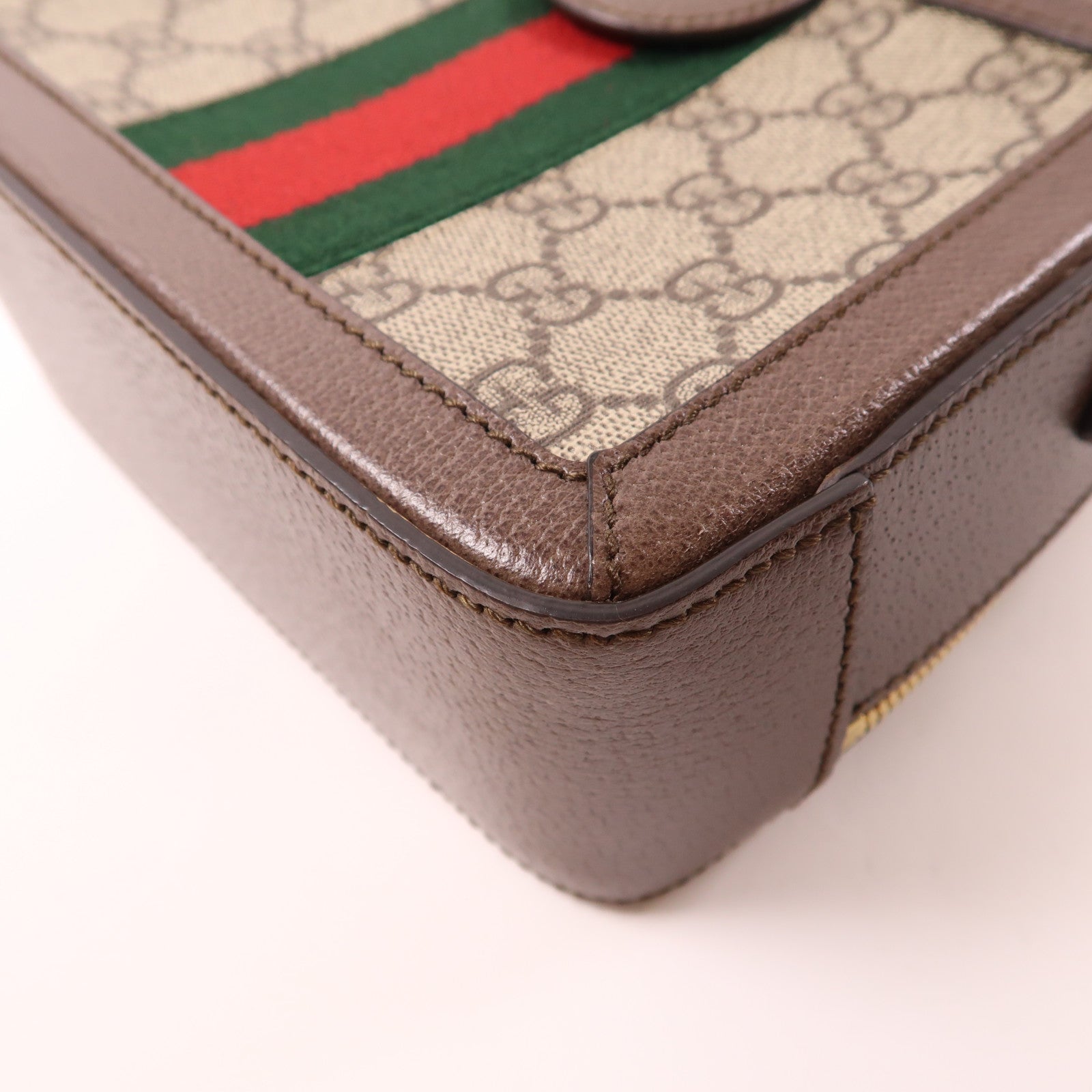 GUCCI 塗層帆布Ophidia GG Mini Supreme金扣鏈帶肩背袋啡色