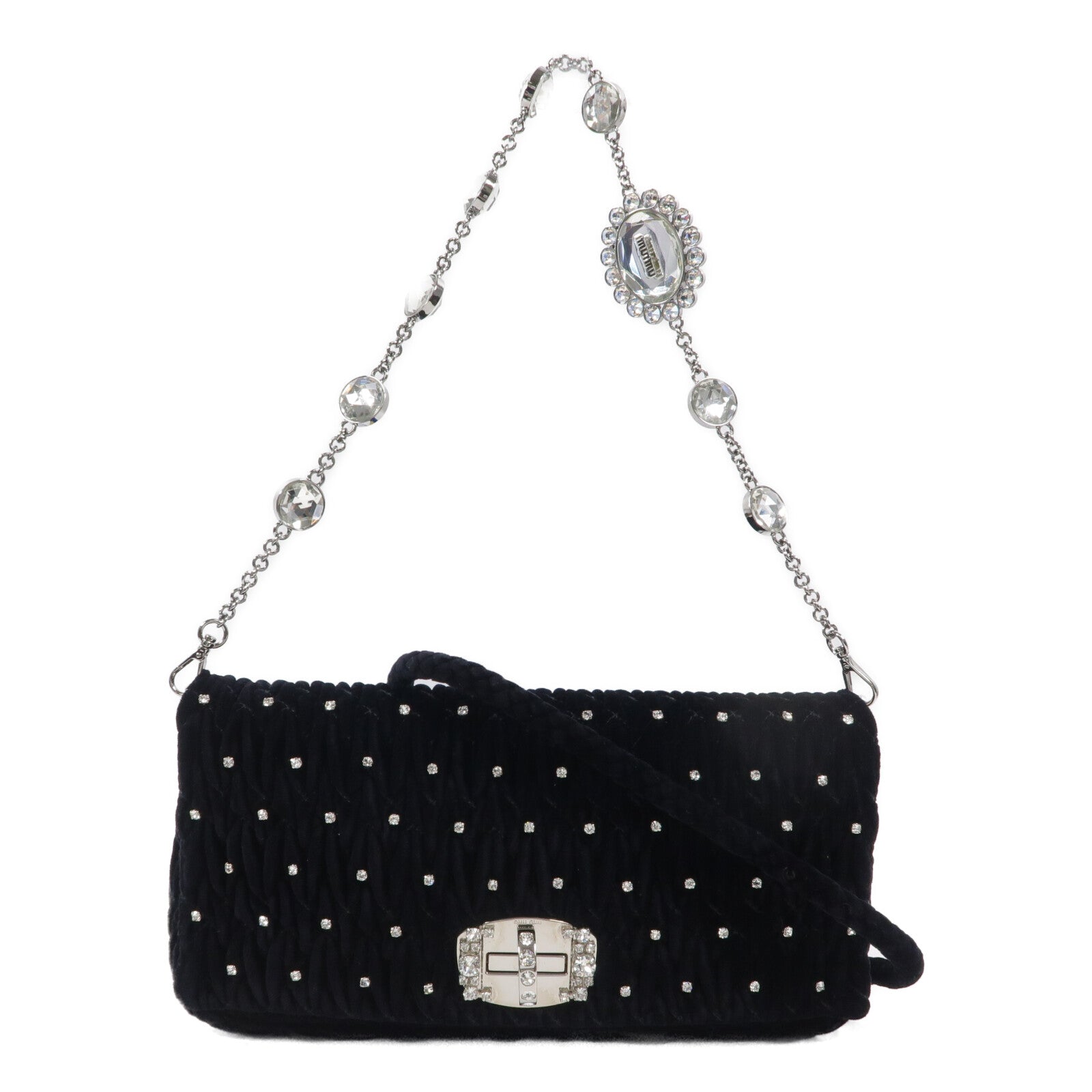 Miu Miu 天鵝絨Chain Shoulder手挽肩背兩用袋