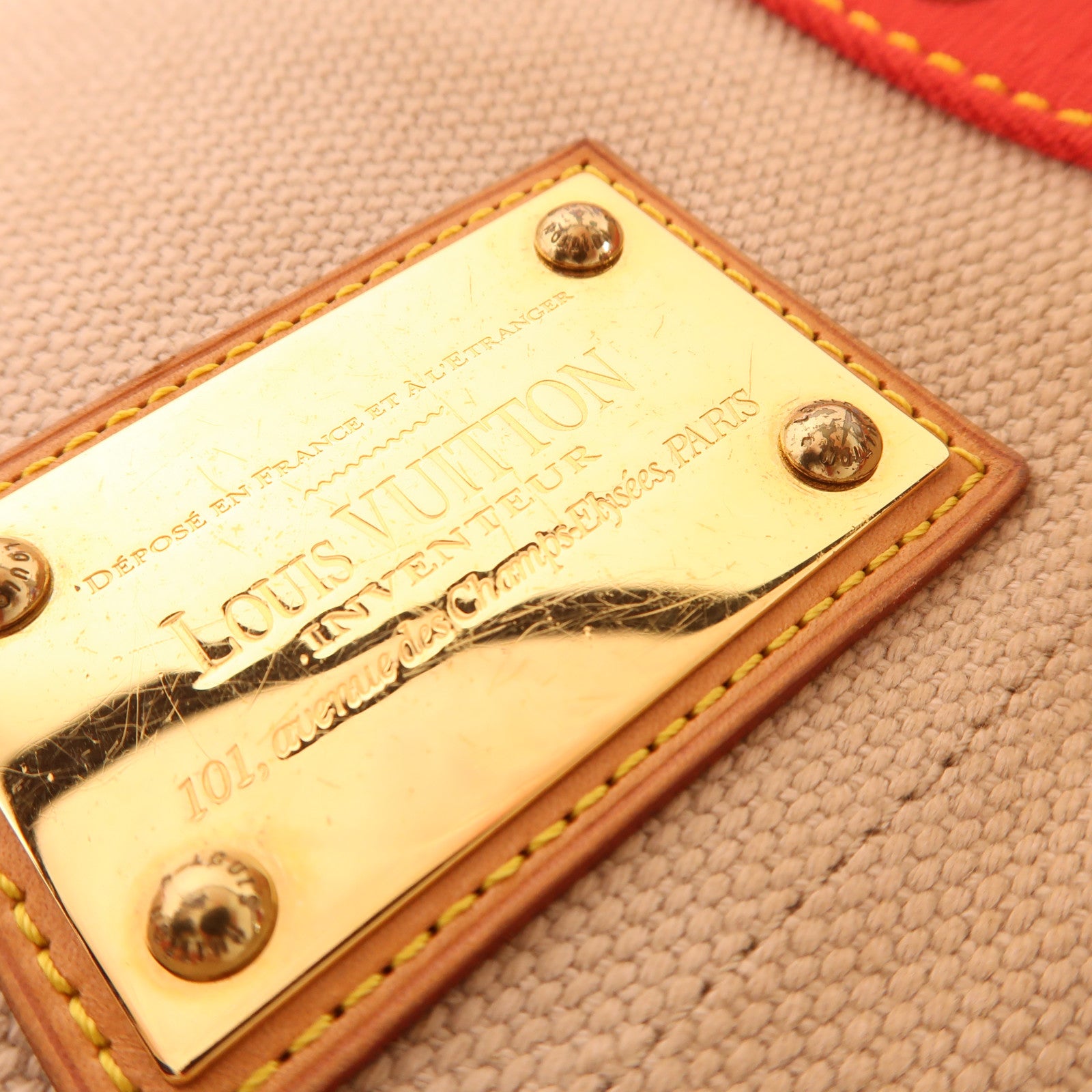 LOUIS VUITTON 帆布Antigua Besace PM金扣肩背袋