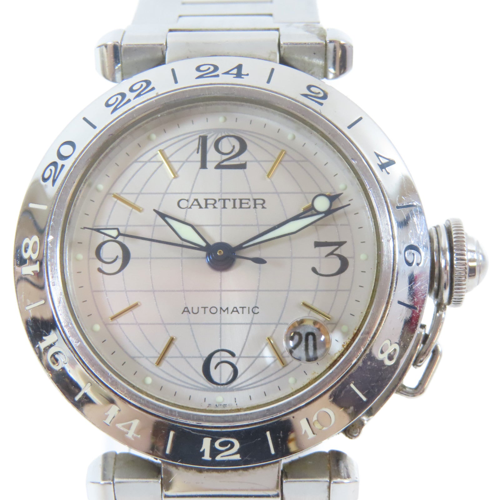 CARTIER Pasha C不鏽鋼手錶自動機芯銀色#15.5cm