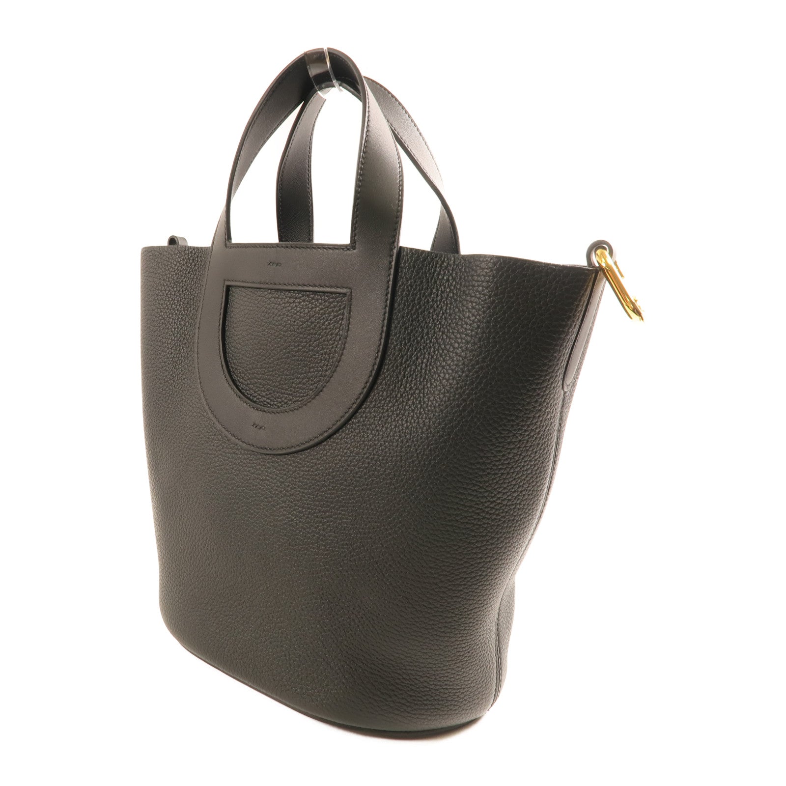 HERMES Clemence皮革In The Loop 23金扣手挽袋Noir