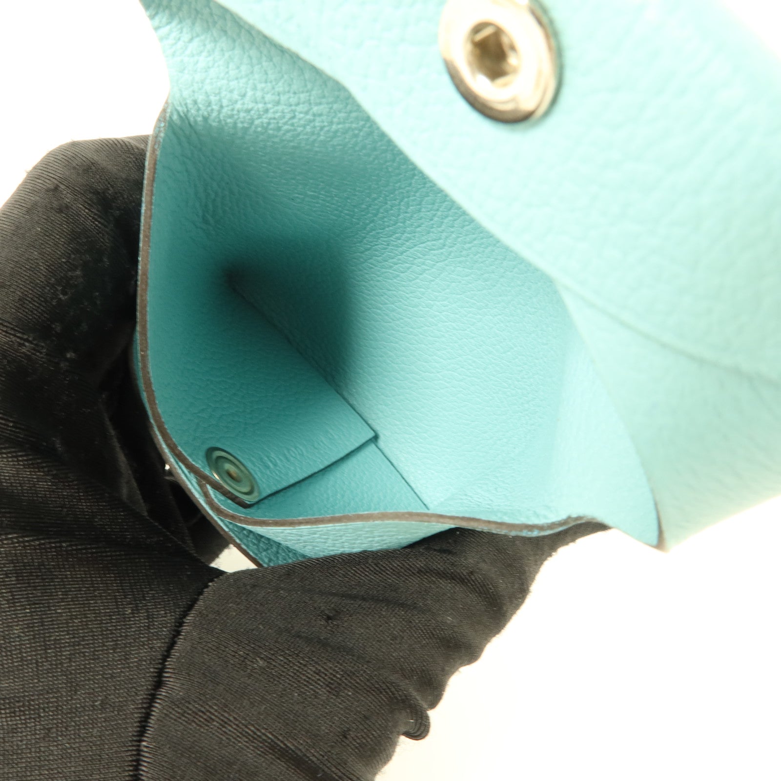 HERMES Evercolor皮革Bastia Change Purse零錢包Bleu Atoll