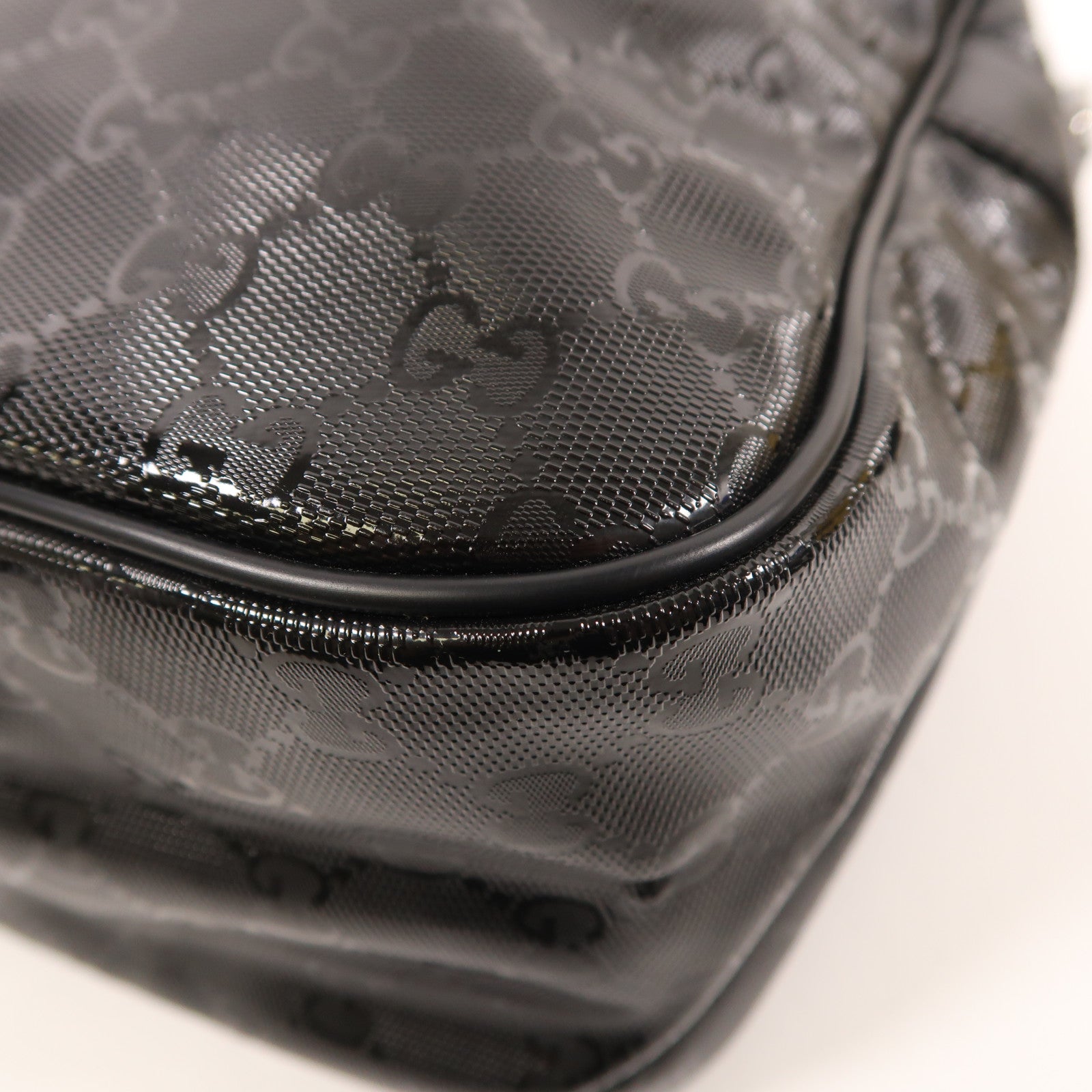 GUCCI 塗層帆布Shoulder Bag銀扣肩背袋