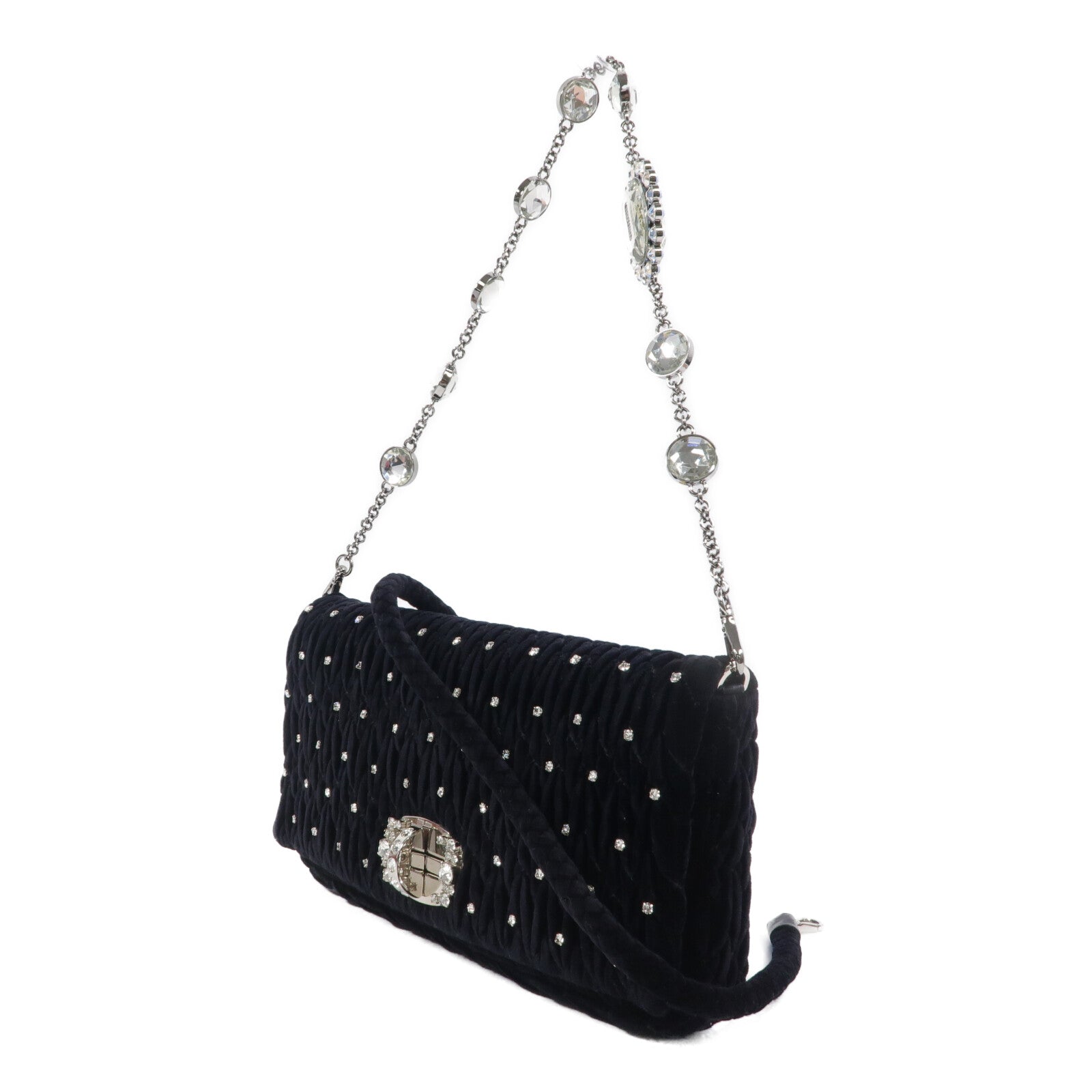 Miu Miu 天鵝絨Chain Shoulder手挽肩背兩用袋