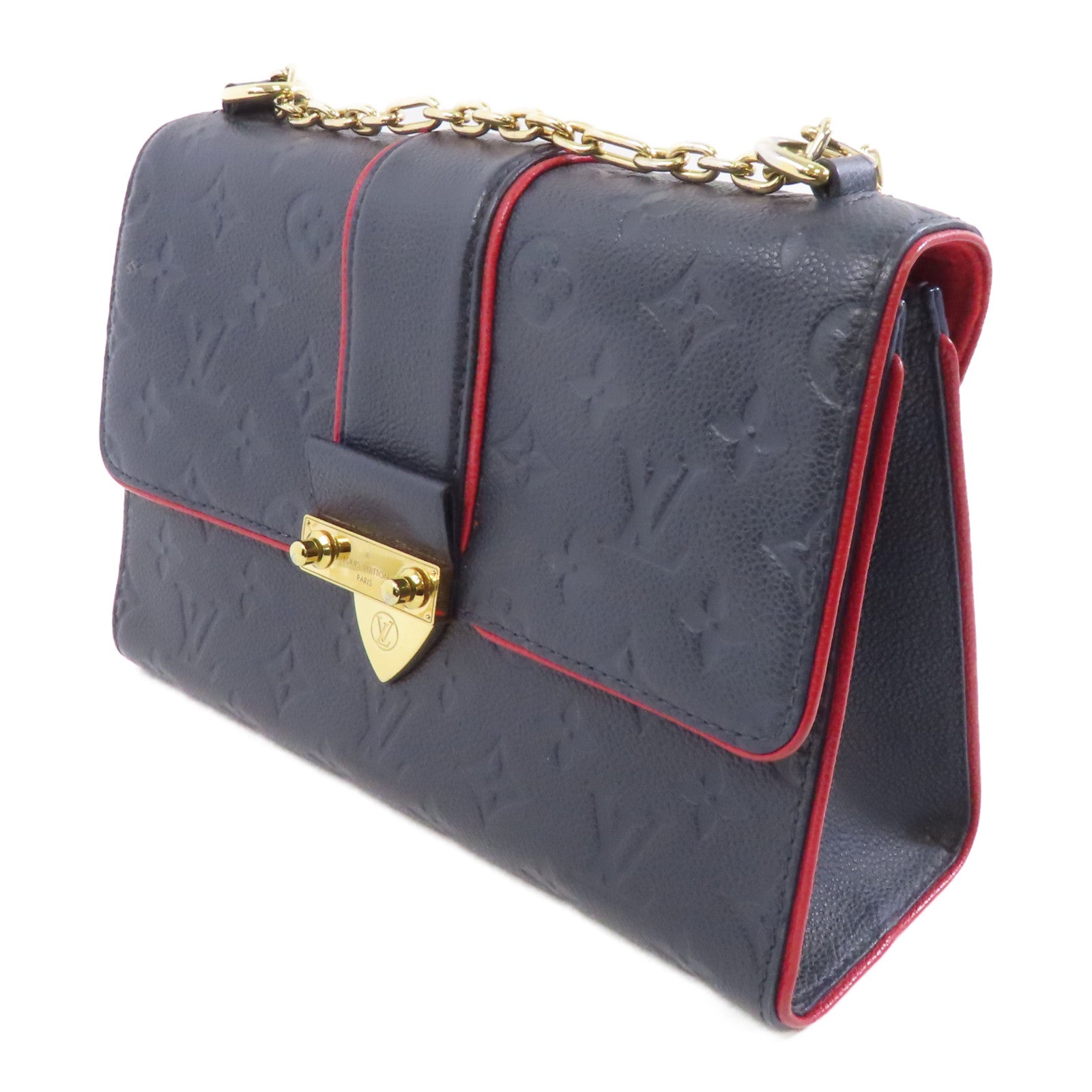 LOUIS VUITTON Monogram Empreinte Saint Sulpice金扣鏈帶肩背袋深藍色