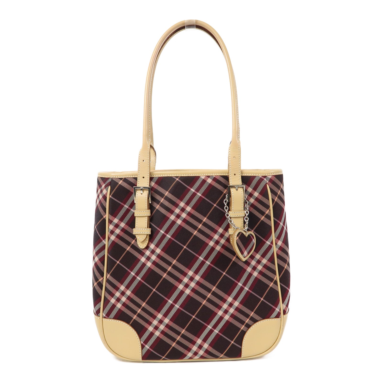 BURBERRY BLUE LABEL 帆布Shoulder Bag銀扣肩背袋紅色/啡色
