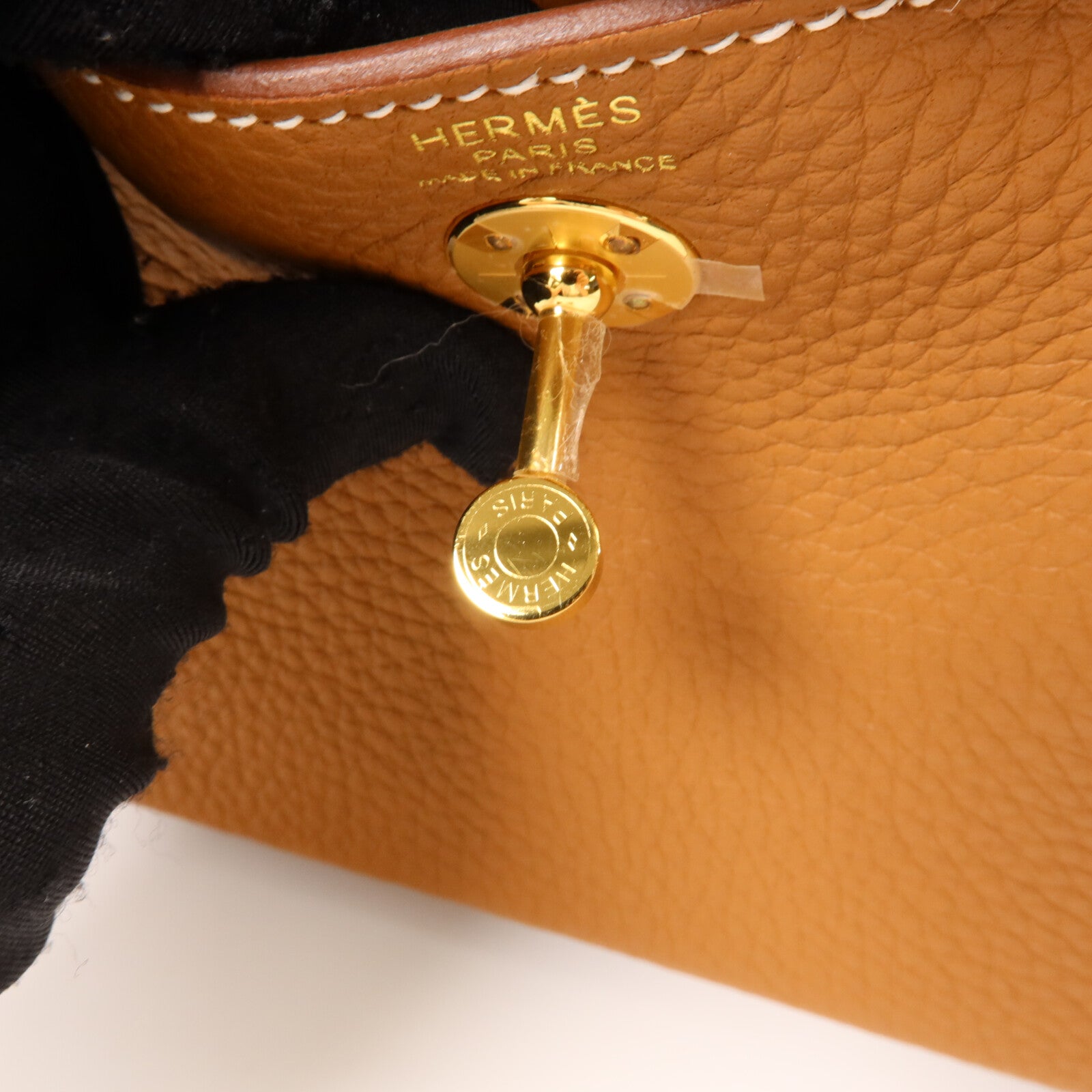 HERMES Clemence皮革Mini Lindy金扣手挽肩背兩用袋Gold