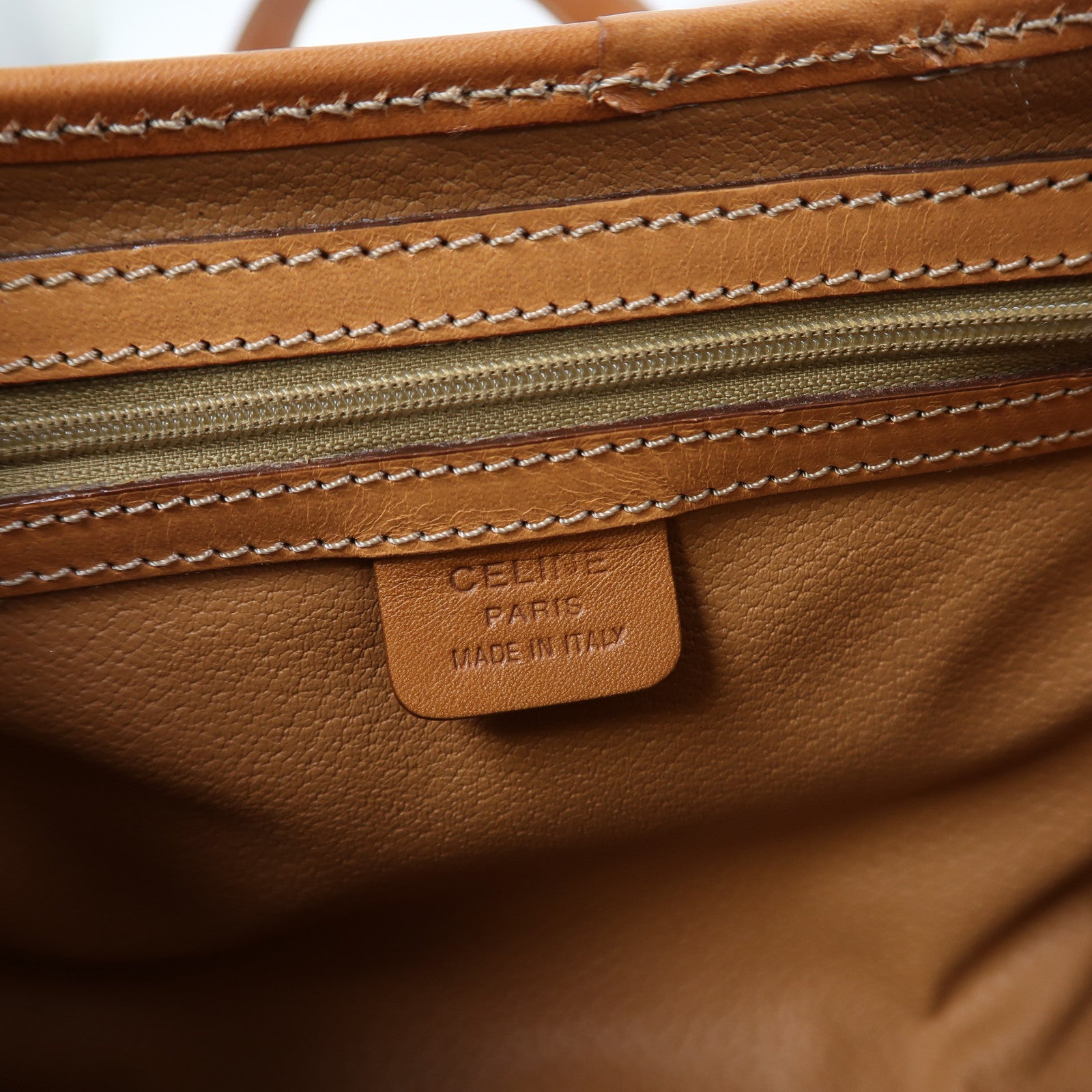 CELINE 塗層帆布Macadam肩背袋金扣啡色