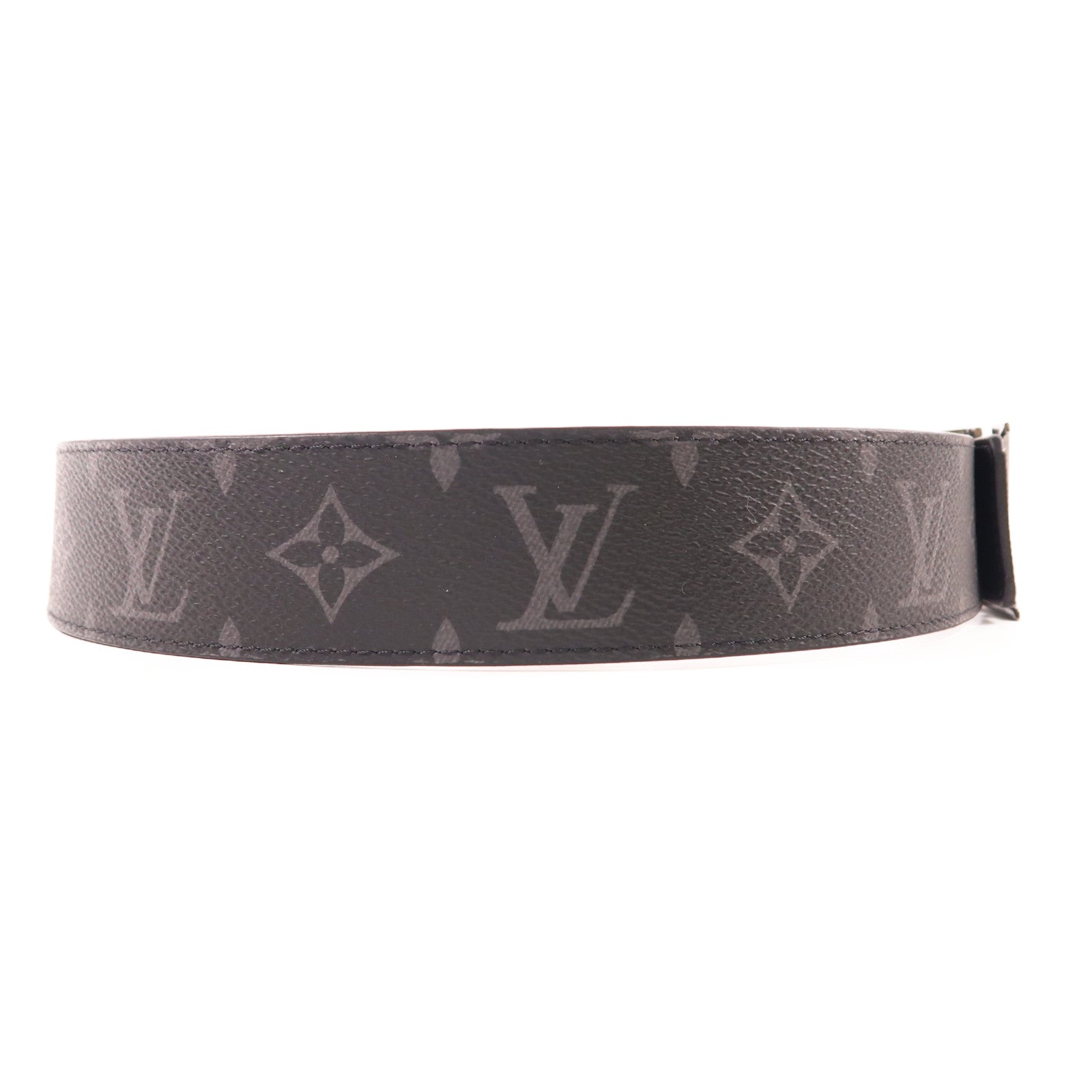 LOUIS VUITTON Monogram Eclipse Initiales Belt銀扣腰帶