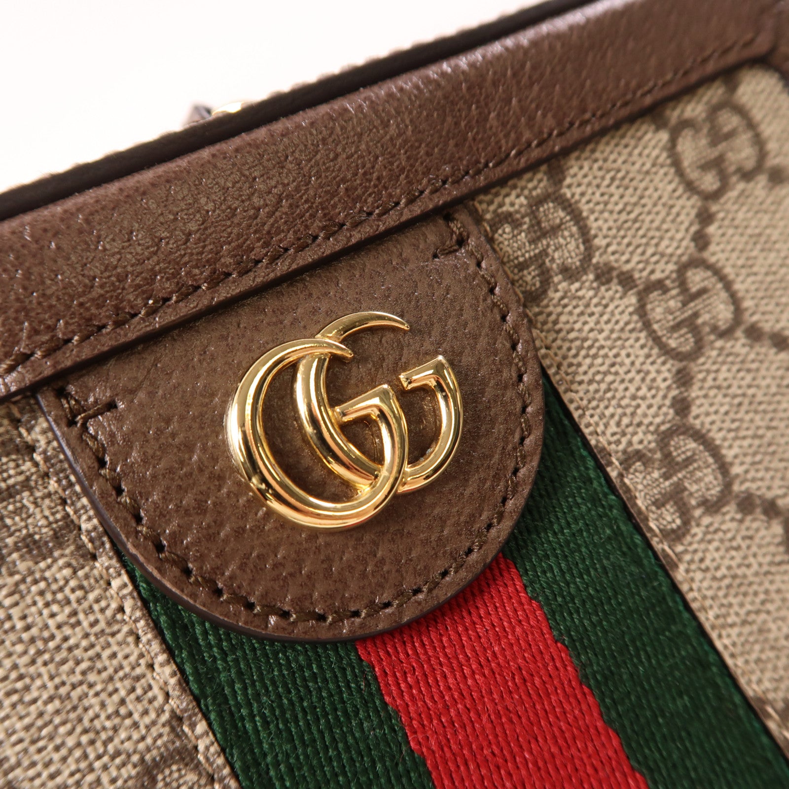 GUCCI 塗層帆布Ophidia GG Mini Supreme金扣鏈帶肩背袋啡色