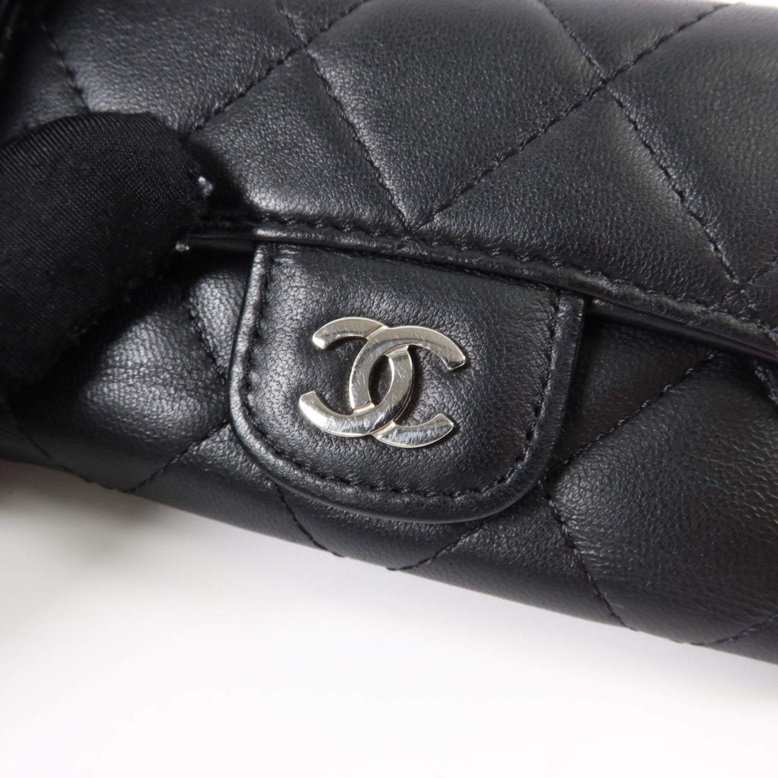 CHANEL 羊皮皮革Key Case銀扣鎖匙包