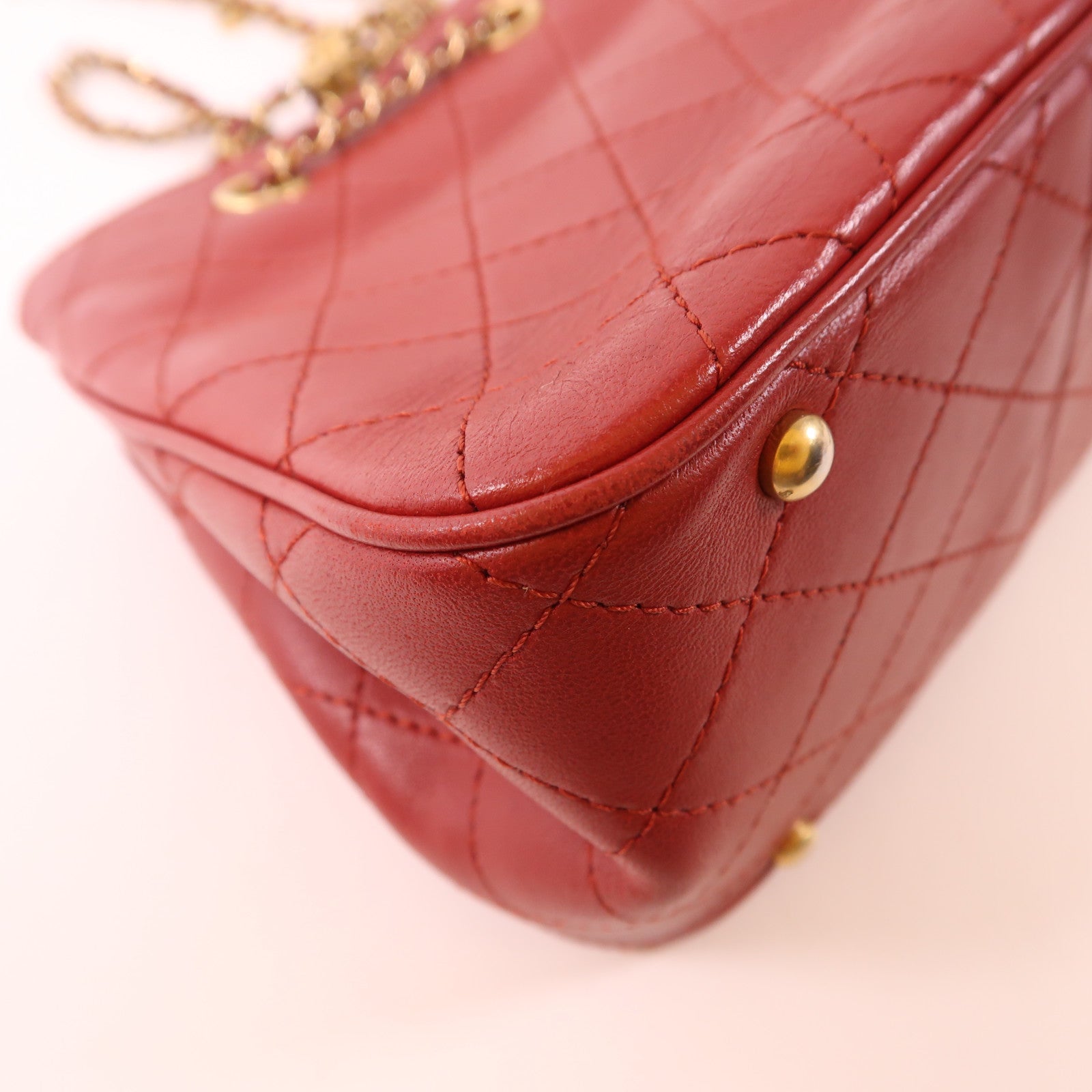 CHANEL 牛皮皮革Chain Shoulder Bag金扣鏈帶肩背袋