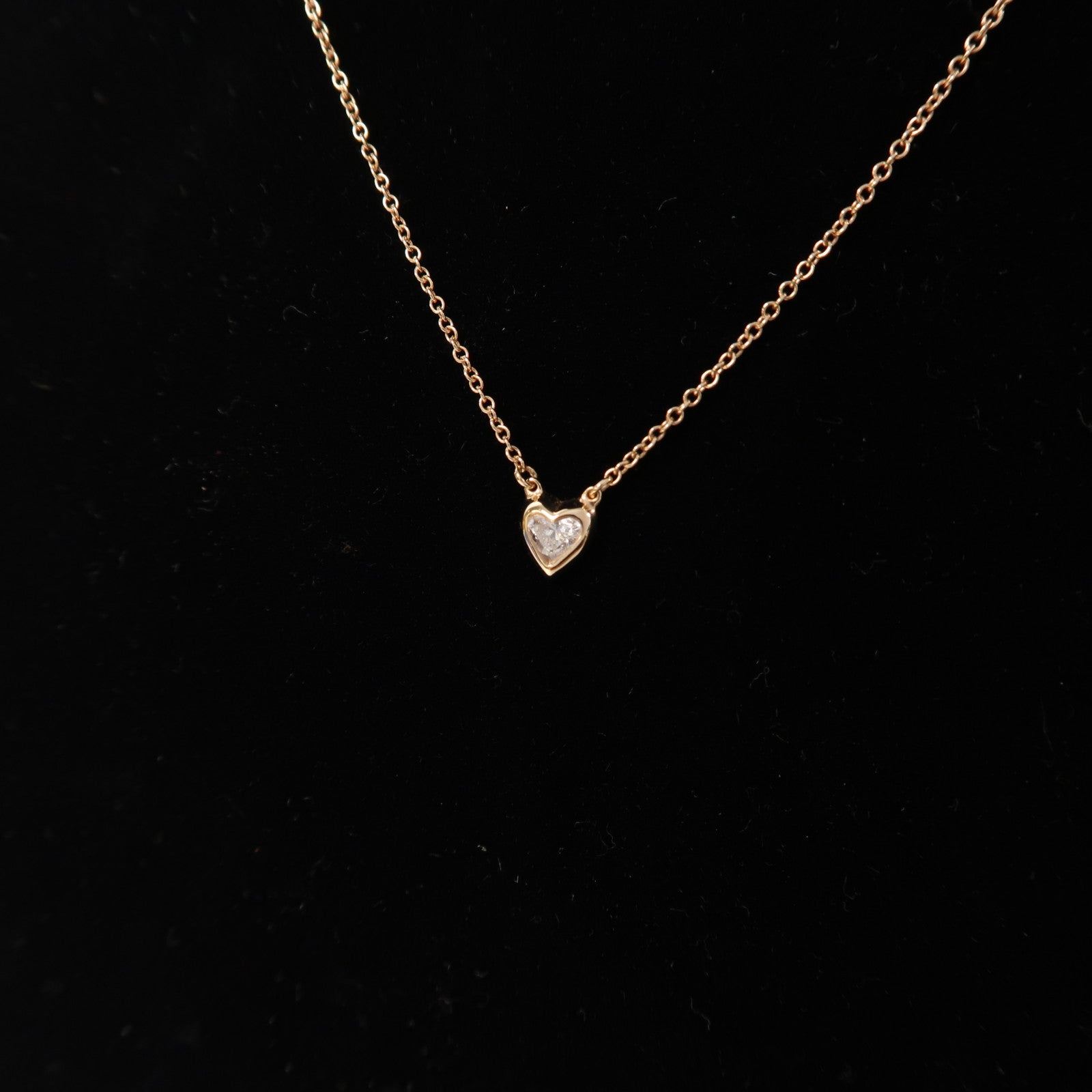 TIFFANY＆CO 【激減優惠】18K玫瑰金Heart Diamond Necklace 0.17ct鑽石項鍊