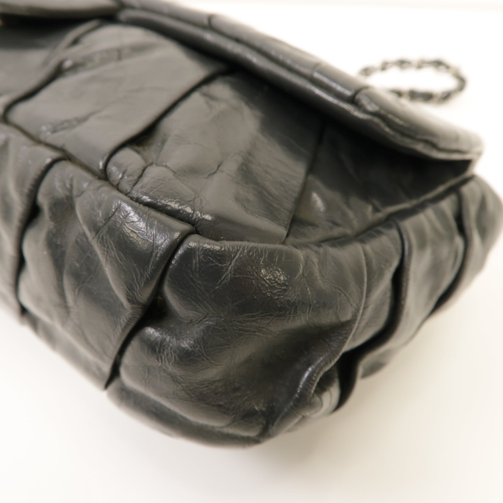 CHANEL 【激減優惠】牛皮皮革Chain Shoulder Bag銀扣鏈帶肩背袋灰色