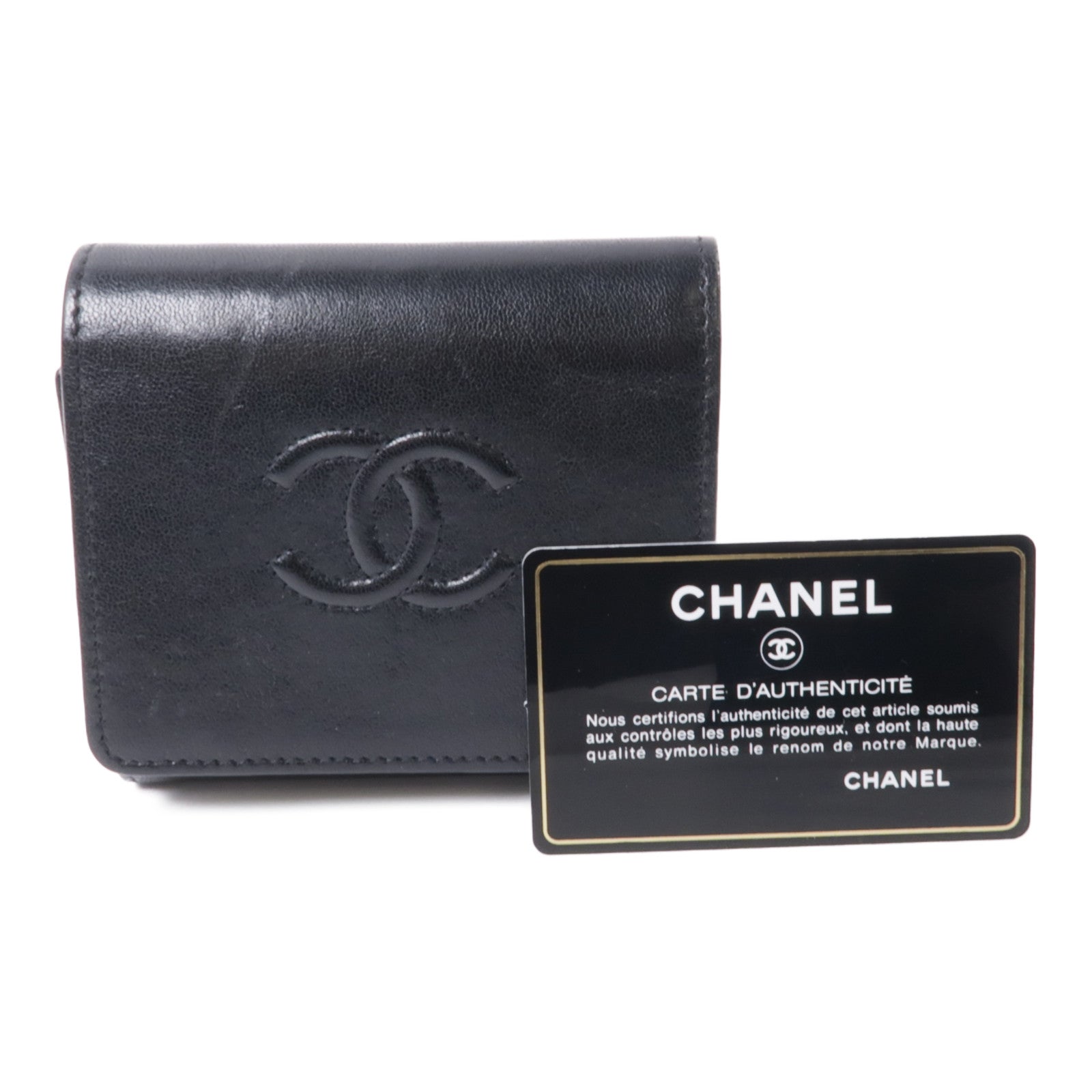CHANEL 【激減優惠】皮革Wallet金扣錢包黑色