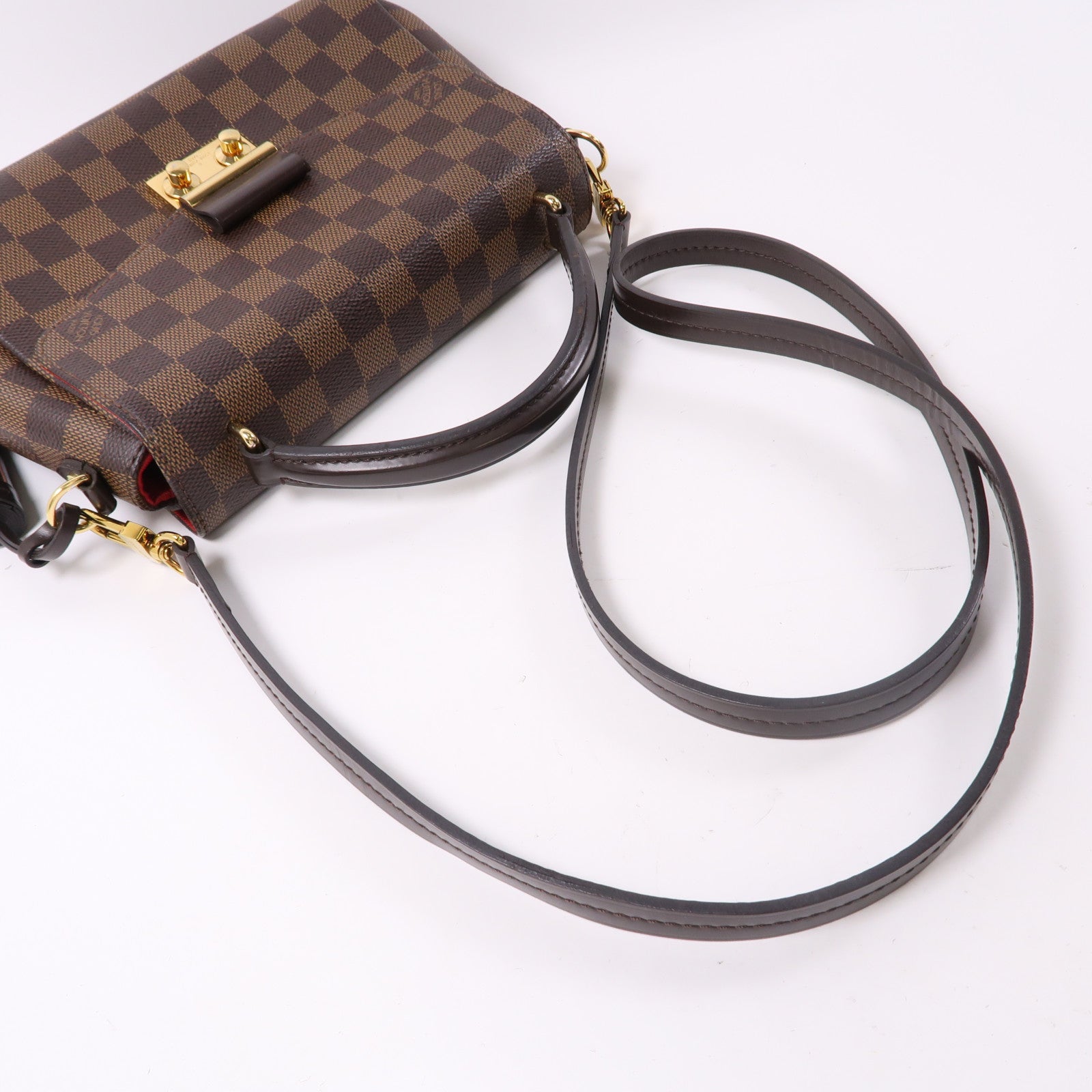 LOUIS VUITTON Damier Croisette金扣手挽肩背兩用袋啡色