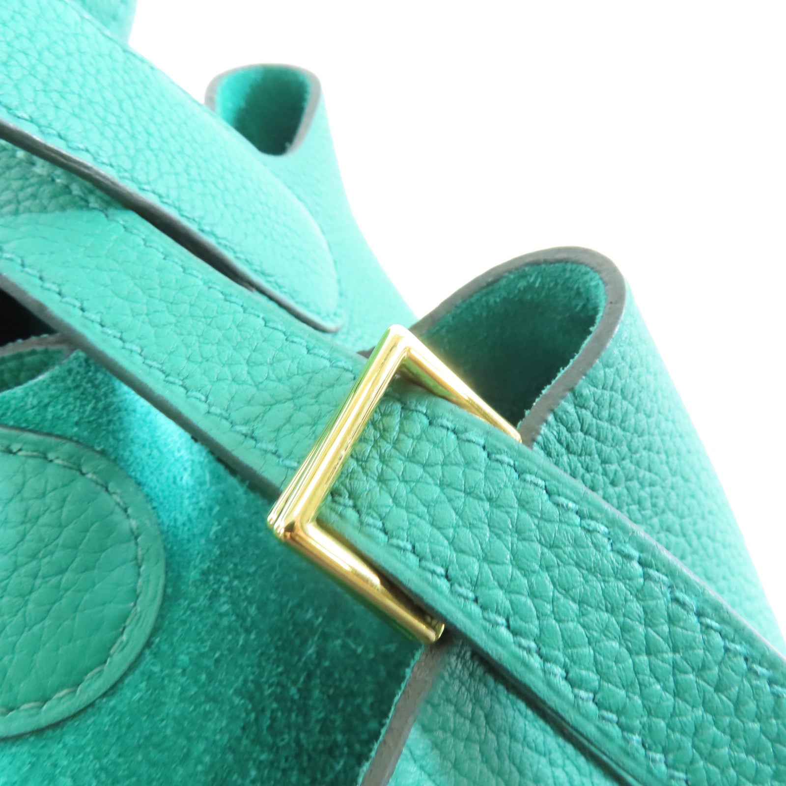 HERMES Clemence皮革Picotin MM金扣手挽袋Vert jade/綠色