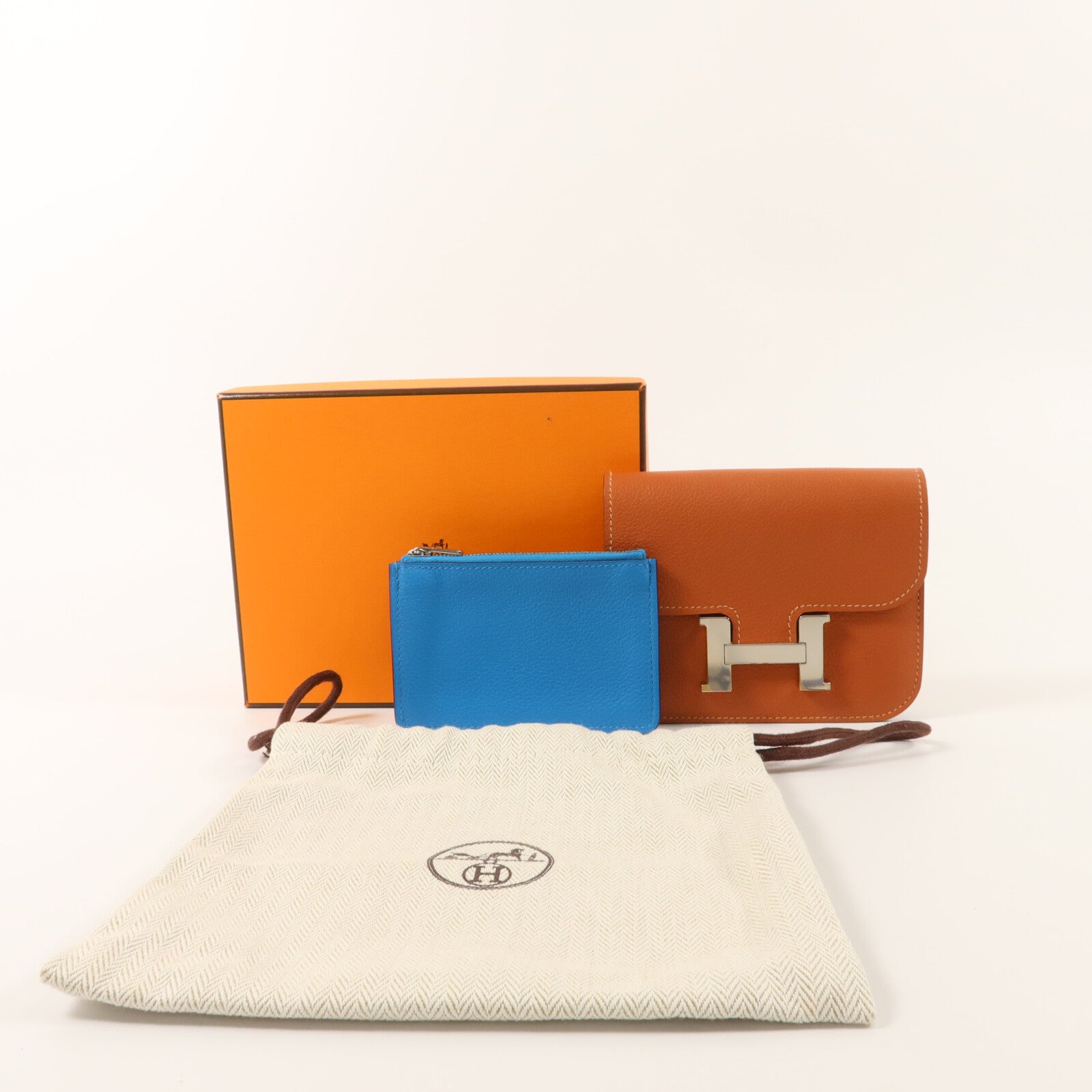 HERMES Evercolor皮革Constance Slim錢包Cuivre