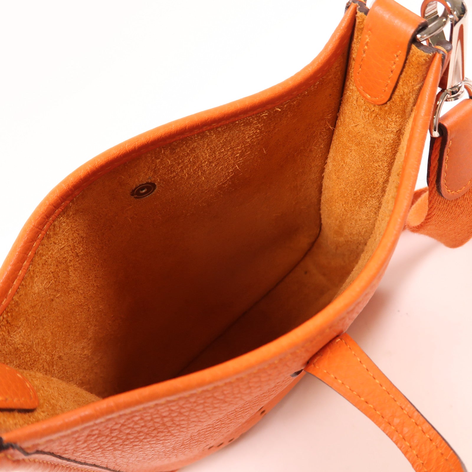 HERMES Clemence皮革Evelyne TPM銀扣肩背袋Orange