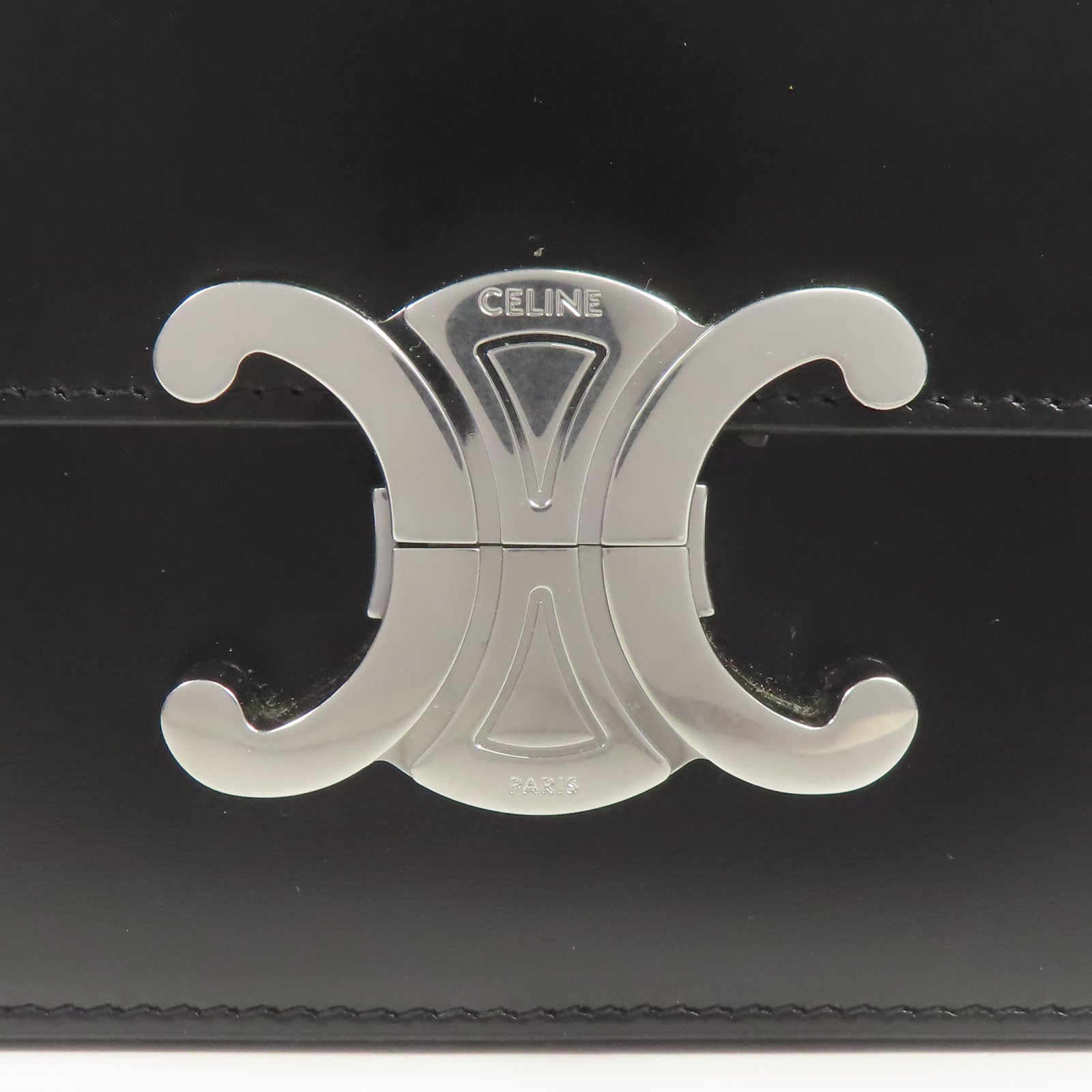 CELINE 牛皮皮革Teen Triomphe Bag銀扣肩背袋