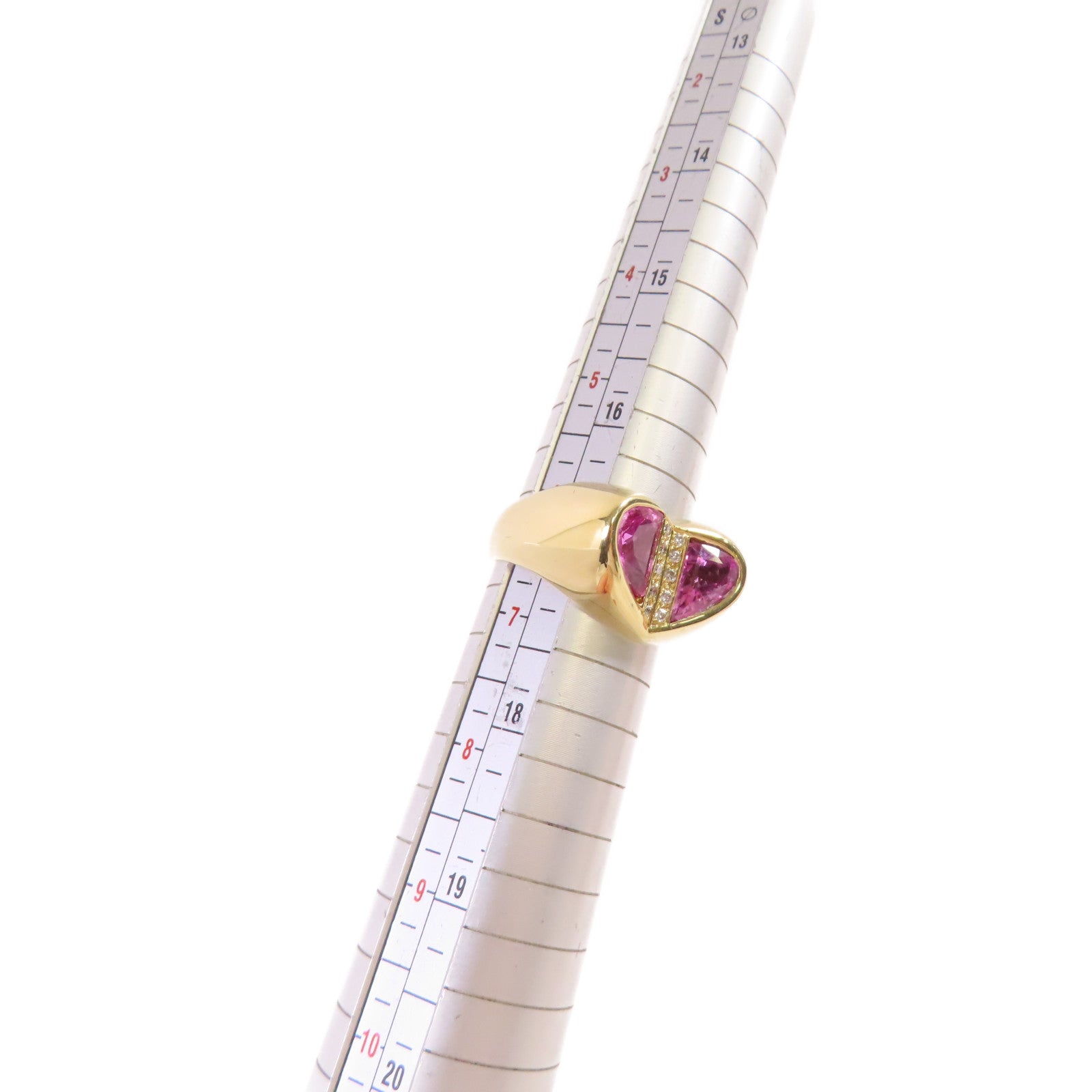 JEWELRY 【激減優惠】18K黃金/2.45ct粉紅藍寶石/0.07ct鑽石Pink Sapphire Diamond Ring戒指US#6.5