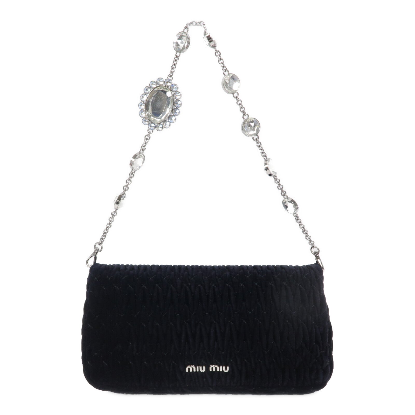 Miu Miu 天鵝絨Chain Shoulder手挽肩背兩用袋