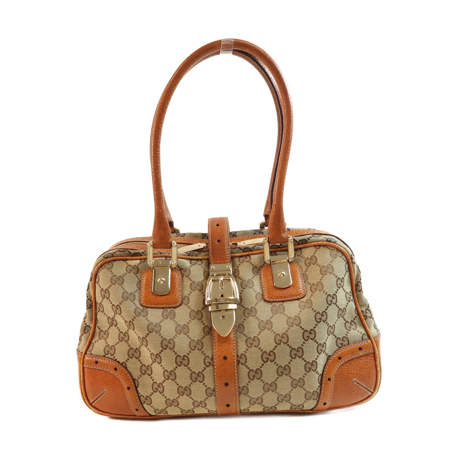 GUCCI 帆布Shoulder Bag金扣鏈帶肩背袋