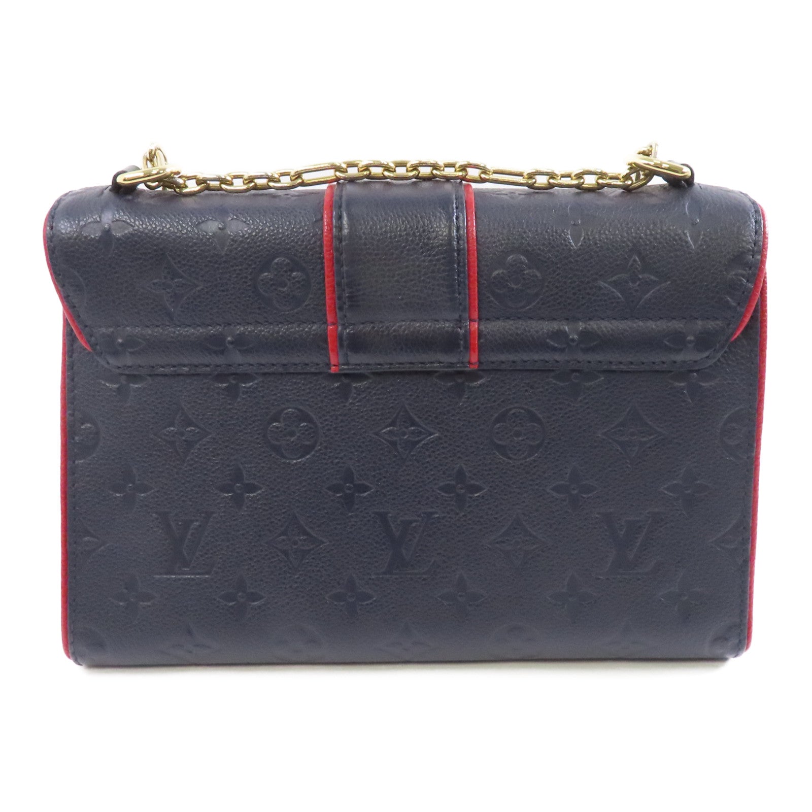 LOUIS VUITTON Monogram Empreinte Saint Sulpice金扣鏈帶肩背袋深藍色
