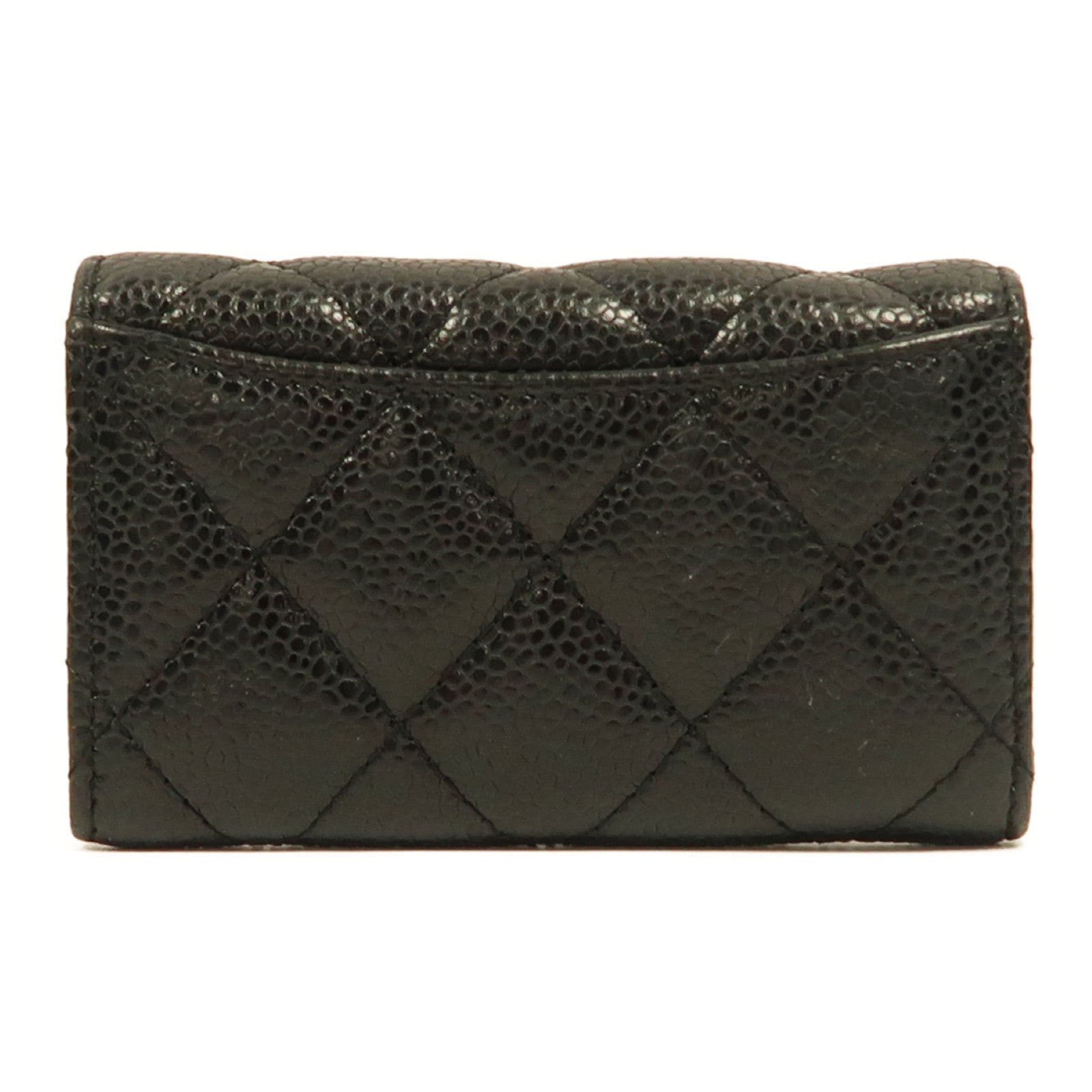 CHANEL Caviar皮革Keycase金扣鎖匙包黑色