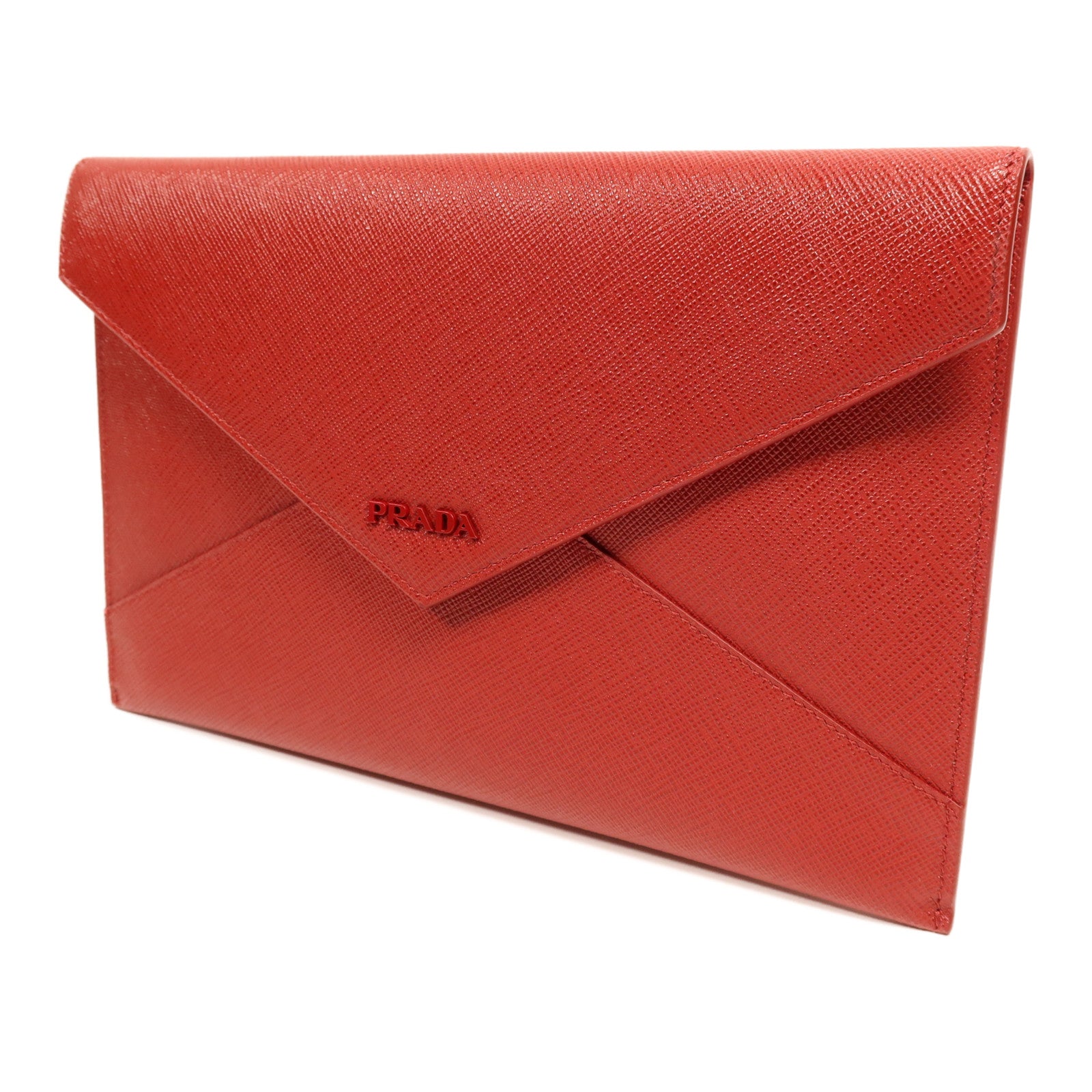 PRADA 【激減優惠】牛皮皮革Envelope Clutch Bag金扣手拿包