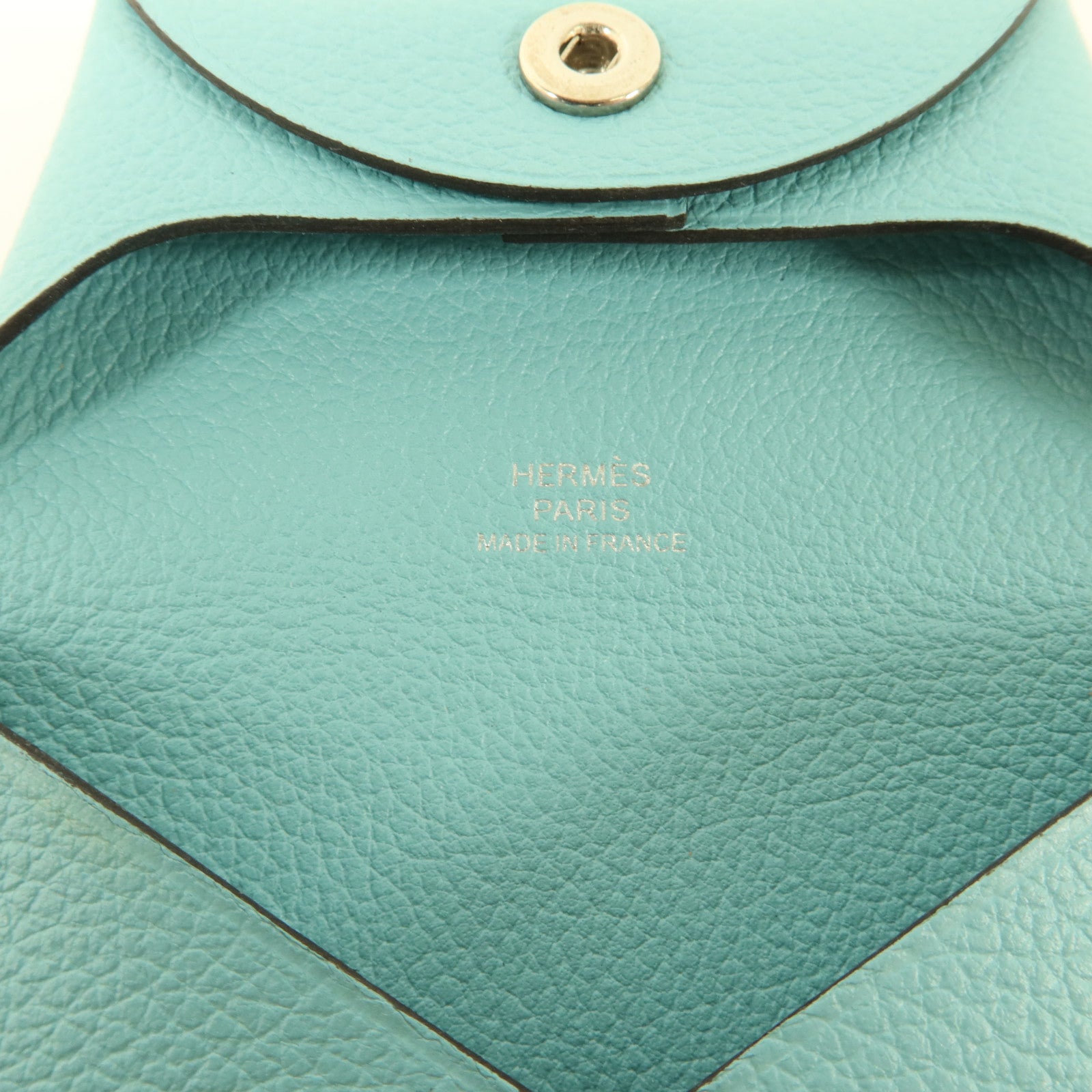 HERMES Evercolor皮革Bastia Change Purse零錢包Bleu Atoll