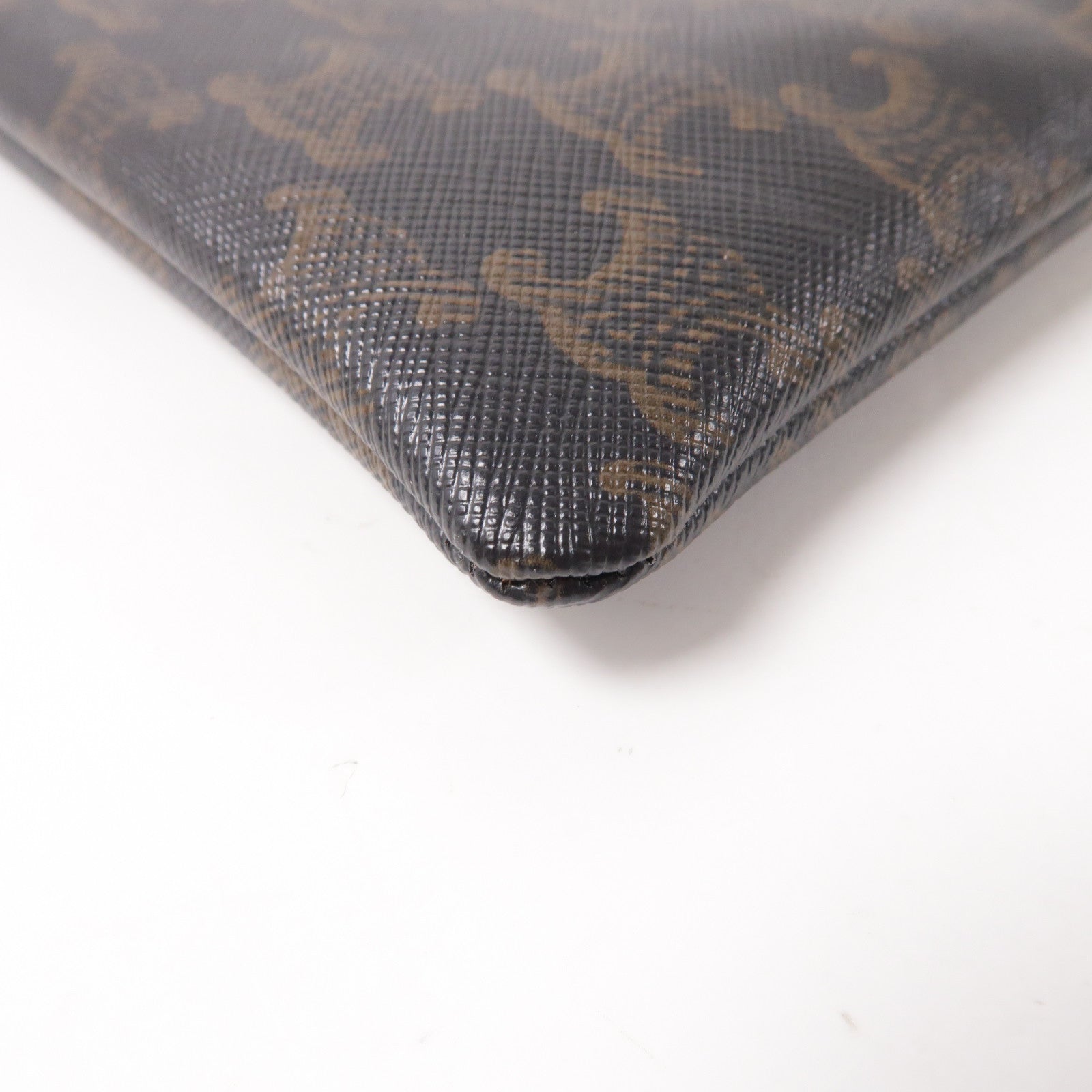 CELINE 牛皮皮革Small Pouch金扣手拿包啡色