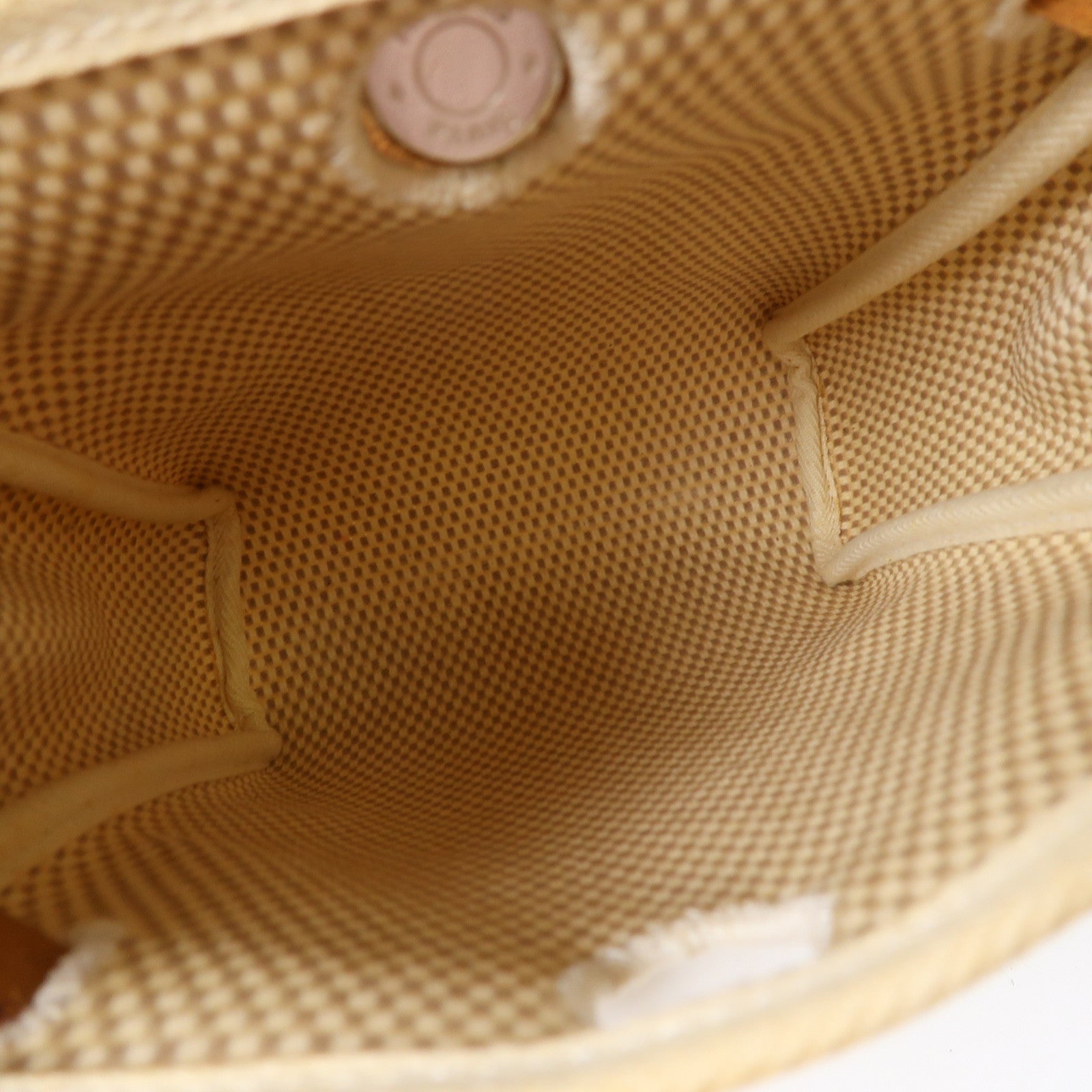 HERMES 帆布Mini Herbag銀扣肩背袋米色