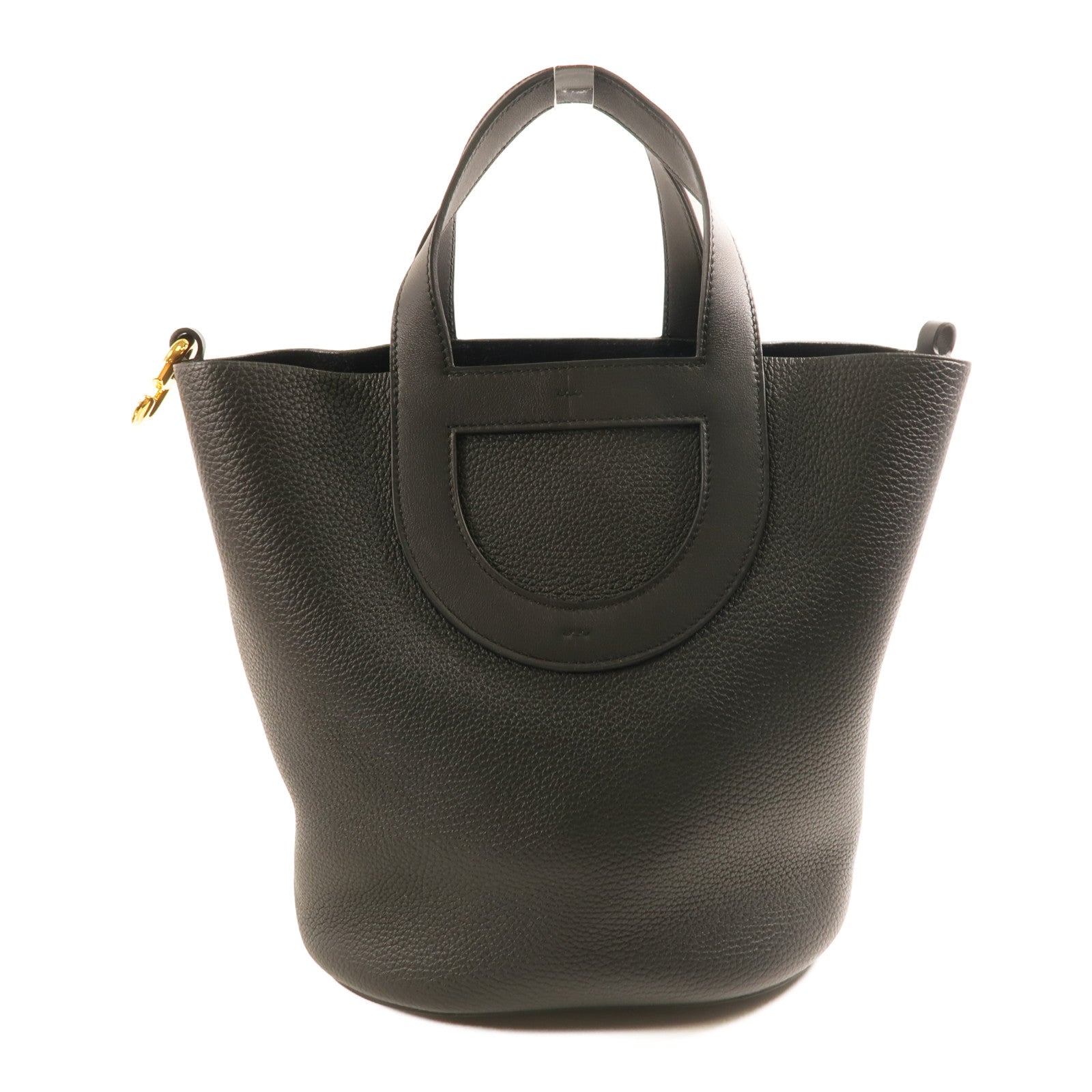 HERMES Clemence皮革In The Loop 23金扣手挽袋Noir