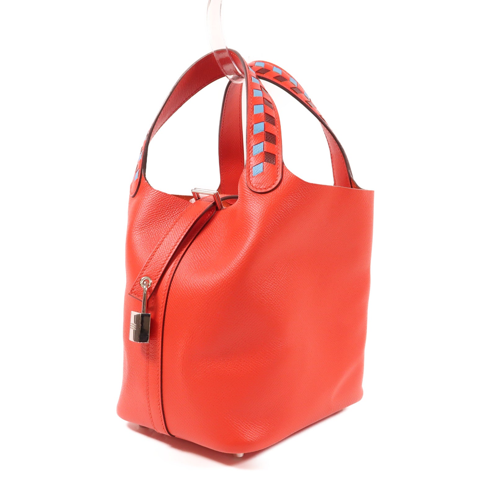 HERMES Epsom皮革Picotin PM銀扣手挽袋Rouge de Coeur