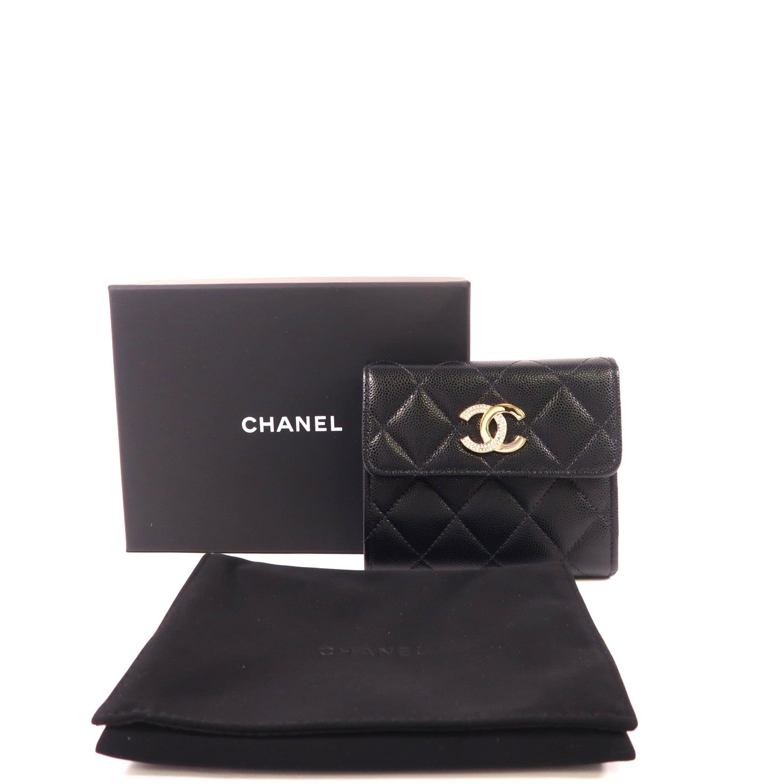 CHANEL 牛皮皮革Wallet金扣錢包