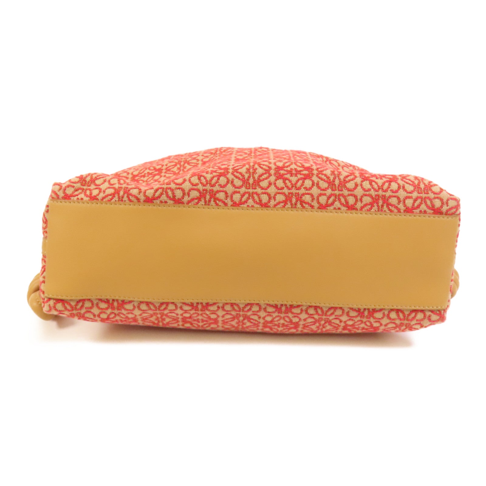LOEWE 帆布/牛皮皮革Flamenco Clutch金扣手挽肩背兩用袋