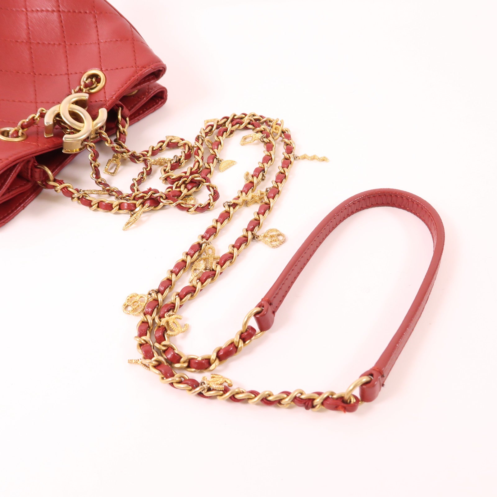 CHANEL 牛皮皮革Chain Shoulder Bag金扣鏈帶肩背袋
