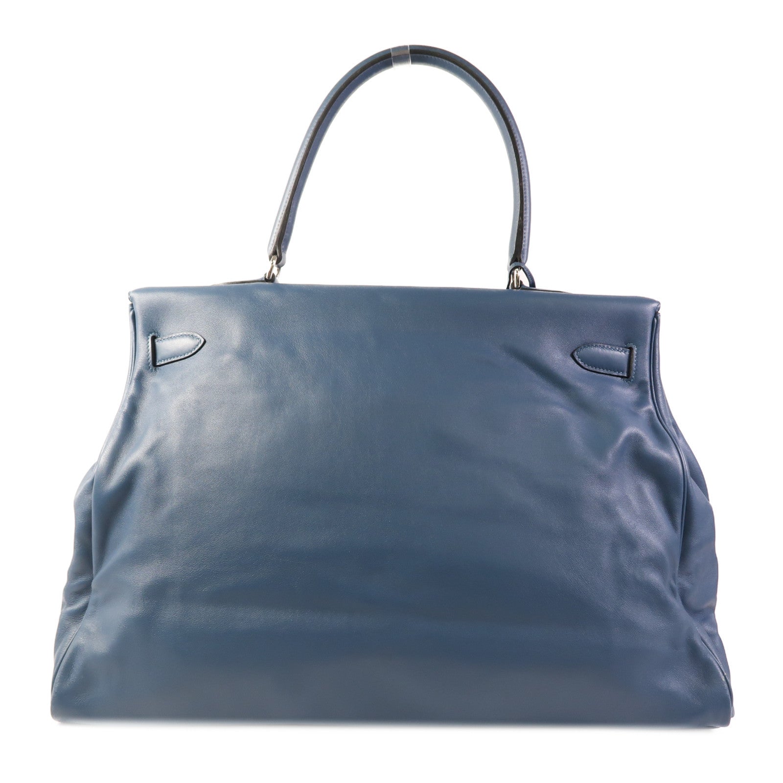 HERMES Swift皮革Kelly 50銀扣手挽袋Bleu Saphir
