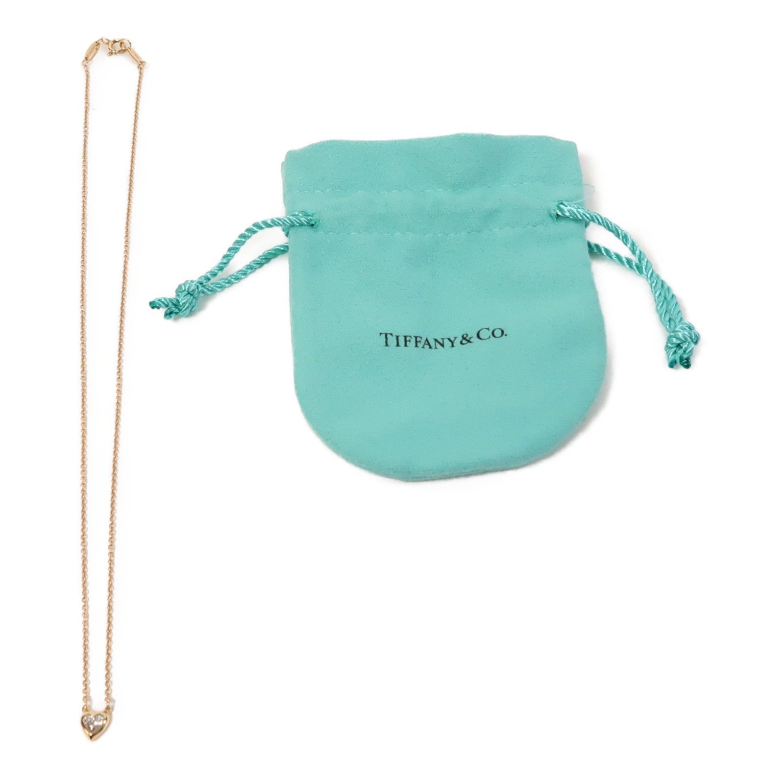 TIFFANY＆CO 【激減優惠】18K玫瑰金Heart Diamond Necklace 0.17ct鑽石項鍊