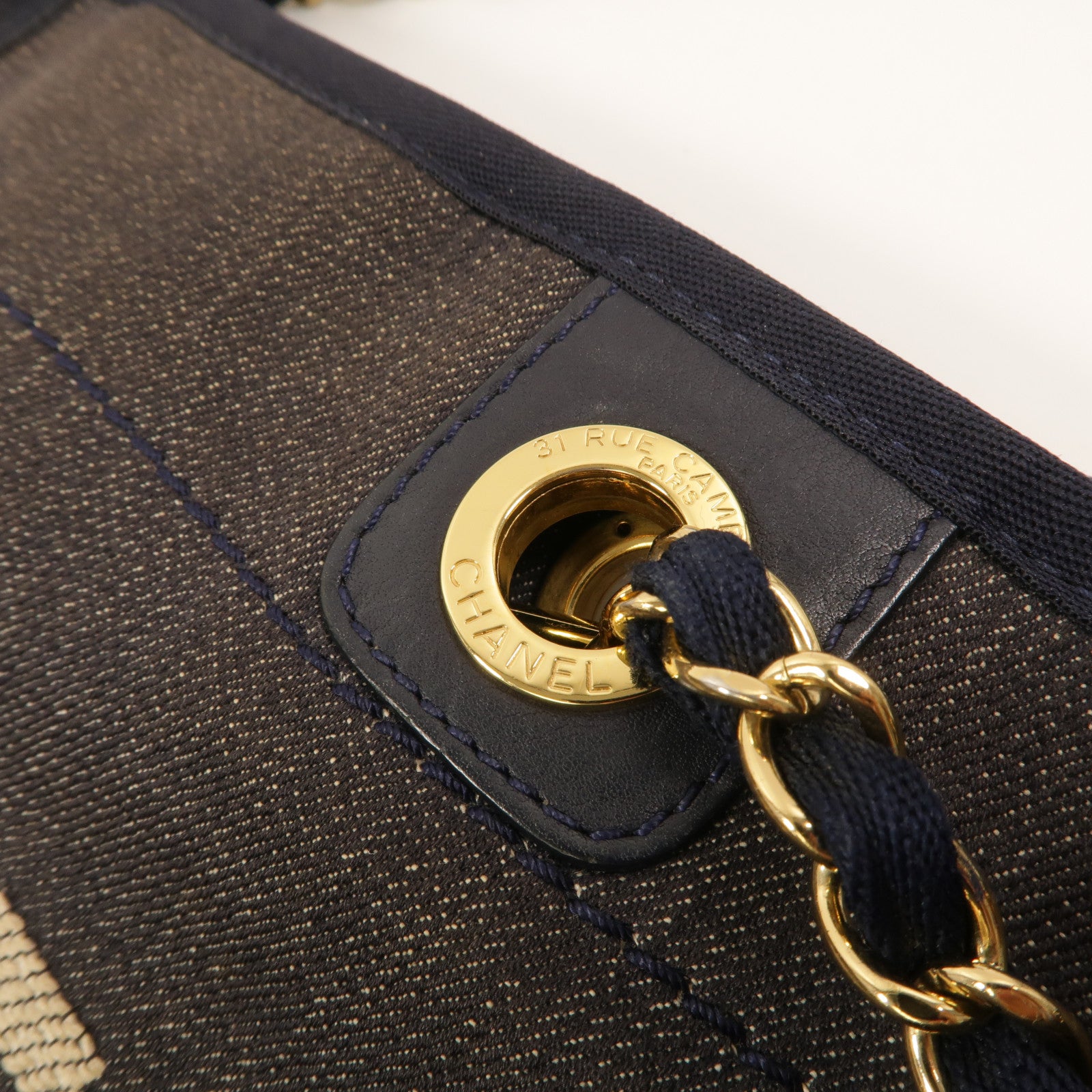 CHANEL 帆布Deauville Tote Small肩背袋