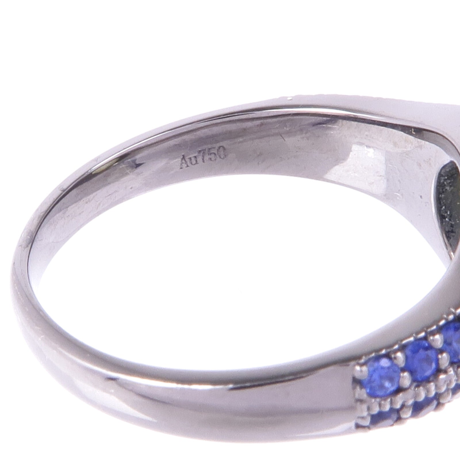 JEWELRY 18K白金Cat's Eye Sapphire Ring貓眼石/藍寶石戒指US#6.5