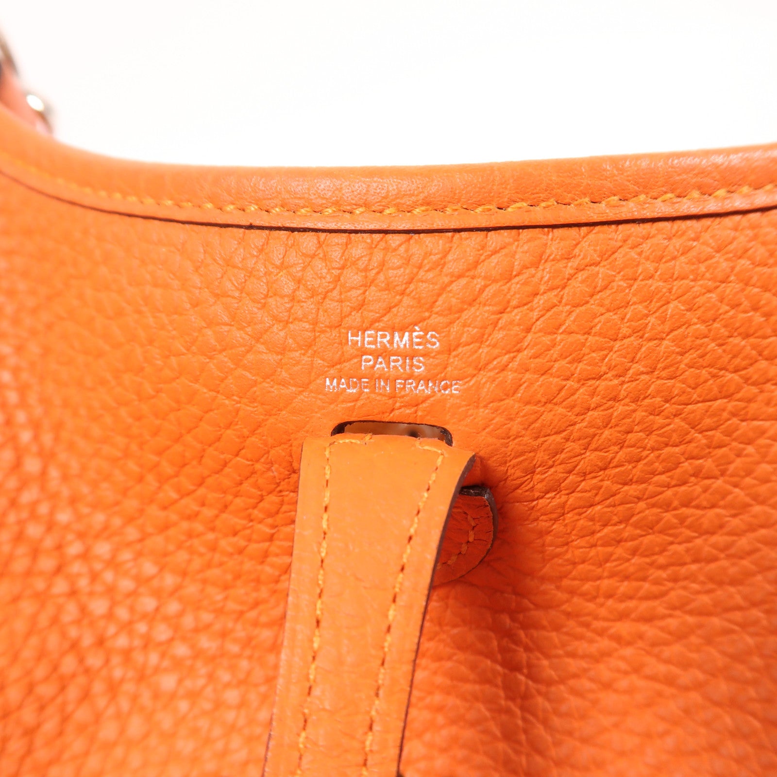 HERMES Clemence皮革Evelyne TPM銀扣肩背袋Orange