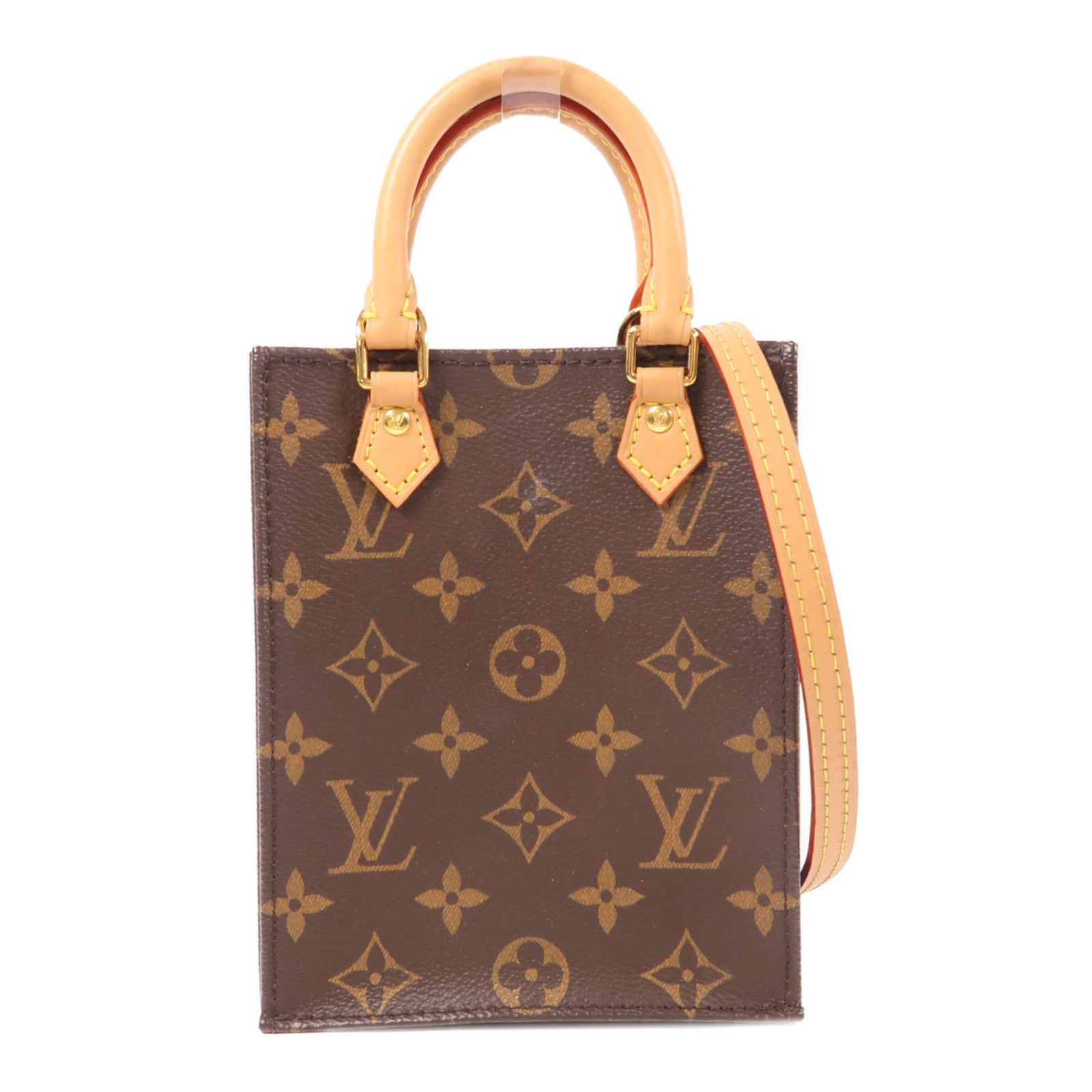 LOUIS VUITTON LV GHW Petit Sac Plat 2 Way Shoulder Bag M69442 Monogram Brown