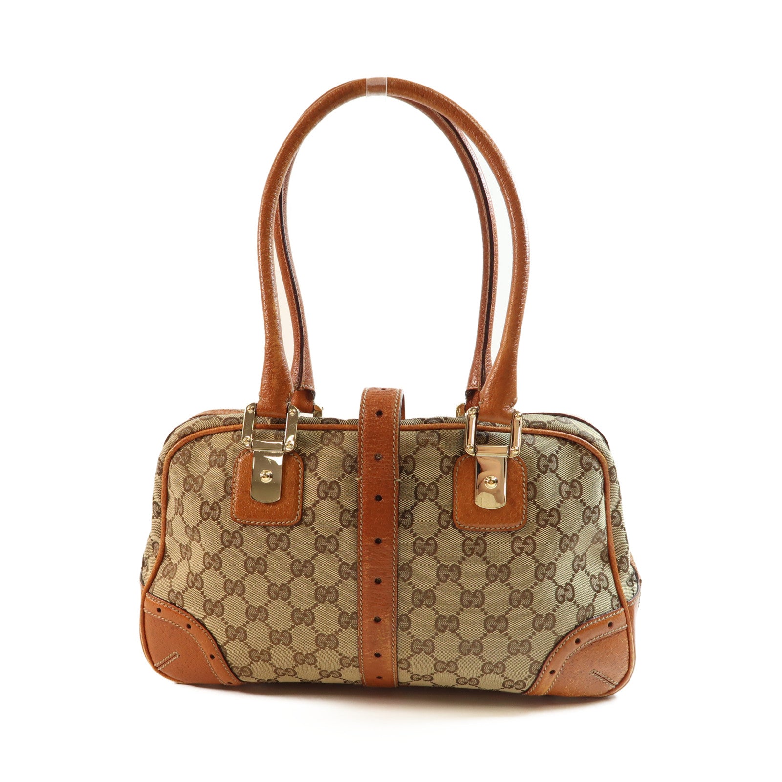 GUCCI 帆布Shoulder Bag金扣鏈帶肩背袋
