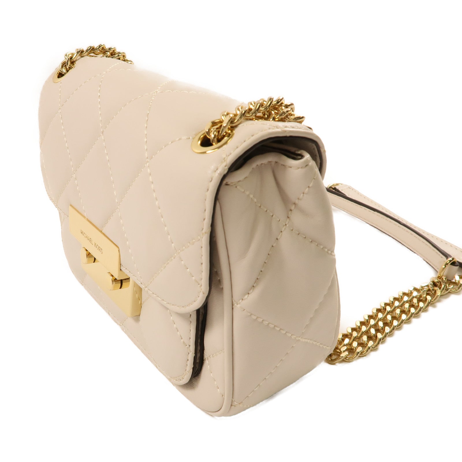 Michael Kors 牛皮皮革Chain Shoulder Bag金扣鏈帶肩背袋白色