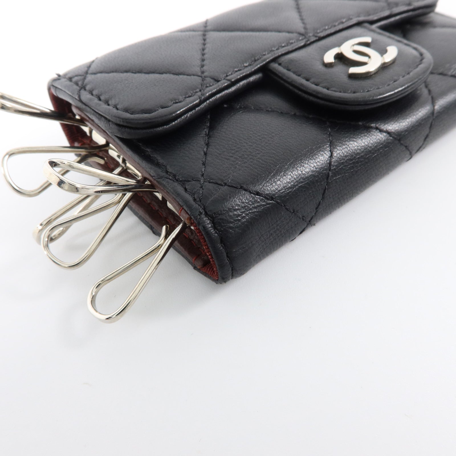 CHANEL 羊皮皮革Key Case銀扣鎖匙包