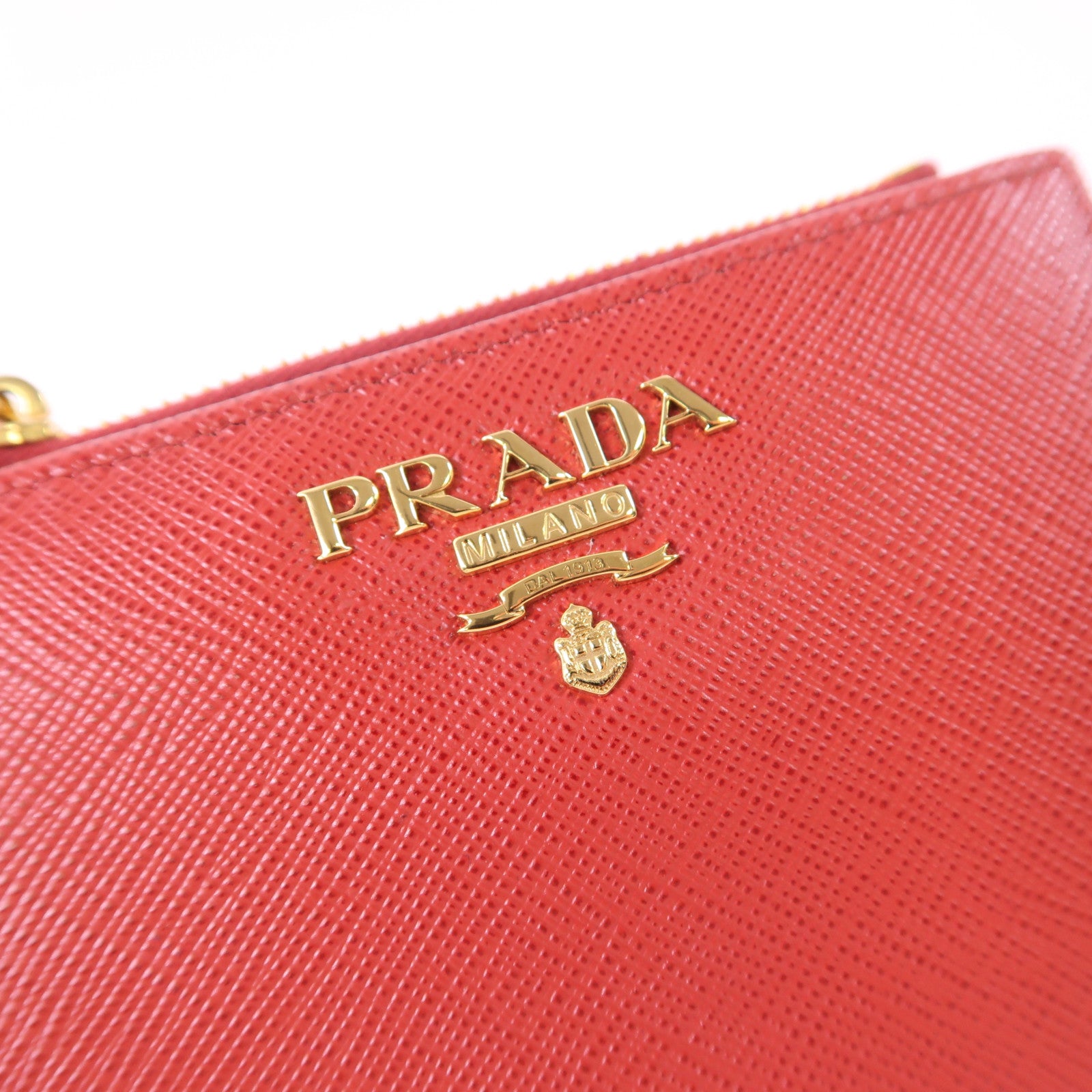 PRADA GHW Wallet 1ML023 Saffiano Leather Red
