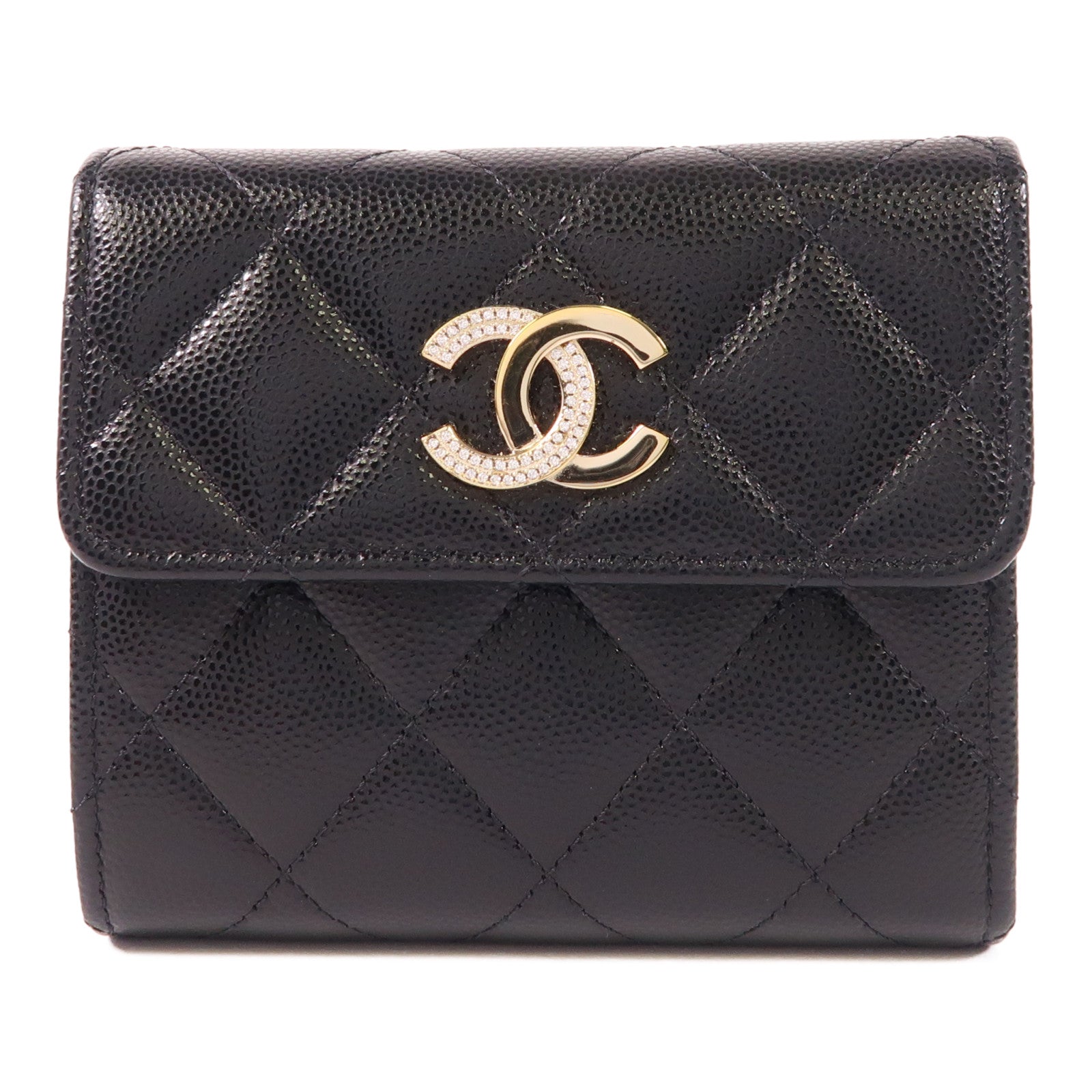 CHANEL 牛皮皮革Wallet金扣錢包