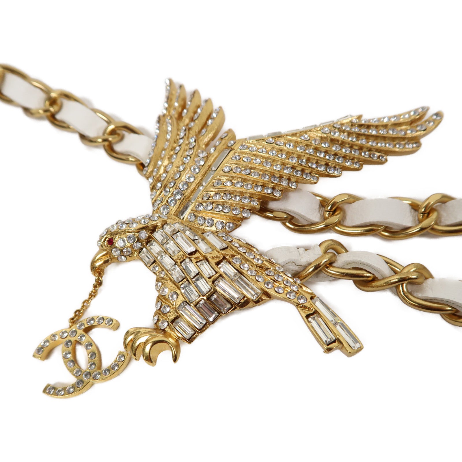 CHANEL 金屬Chain Belt皮帶白色/金色
